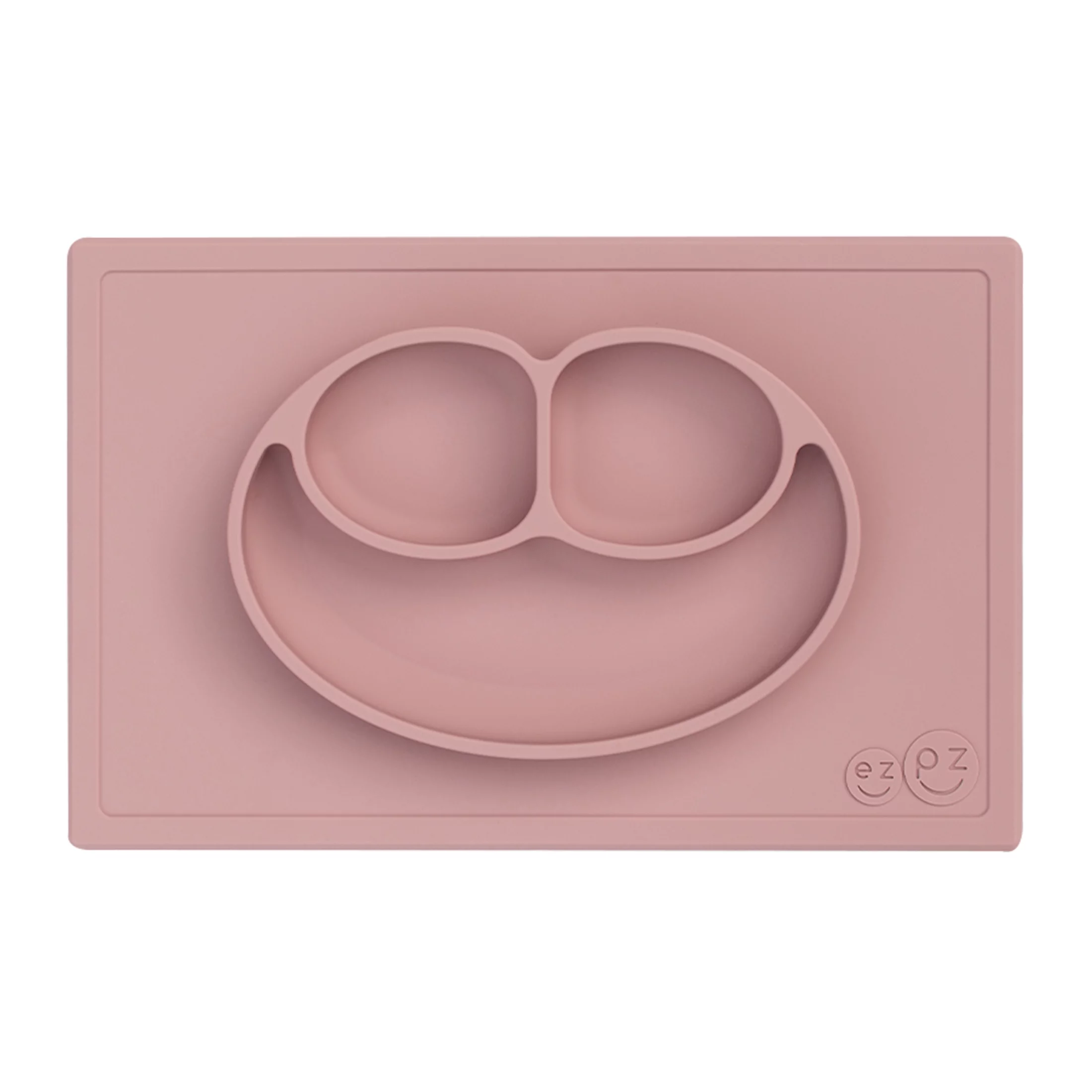 Ezpz Happy Mat (Blush) - 100% Silicone Suction Plate with Built-in Placemat for Toddlers + Preschoolers - Divided Plate - Dishwasher Safe - 24 Months+