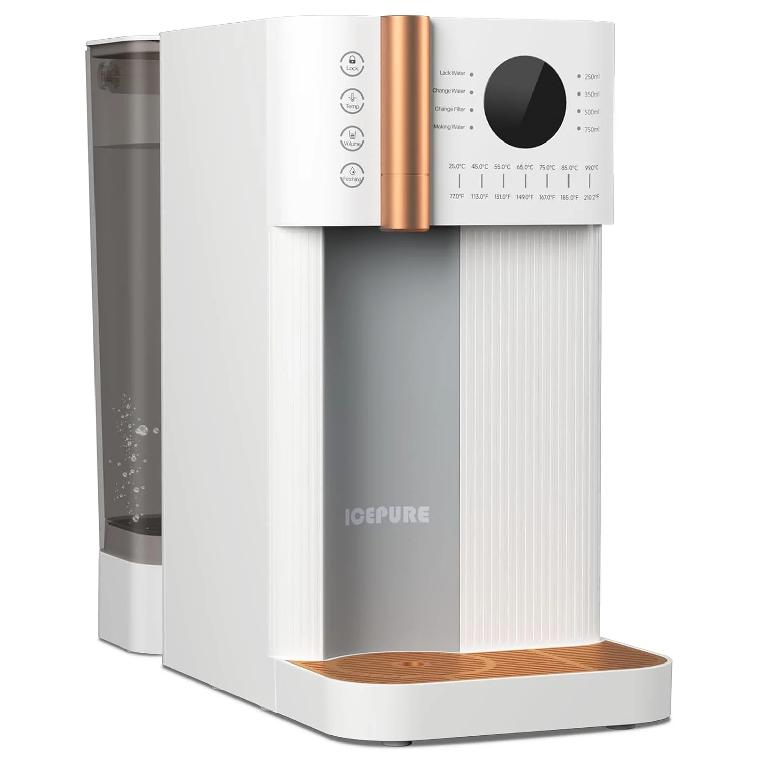 YINCHEN Countertop Reverse Osmosis Water Filtration System NSF/ANSI 58 Certified, 4 Stage Composite Filter, 3: 1 Pure to Drain, Bottleless Water Dispenser, Reduce PFAS PFOA PFOS (No Installation)