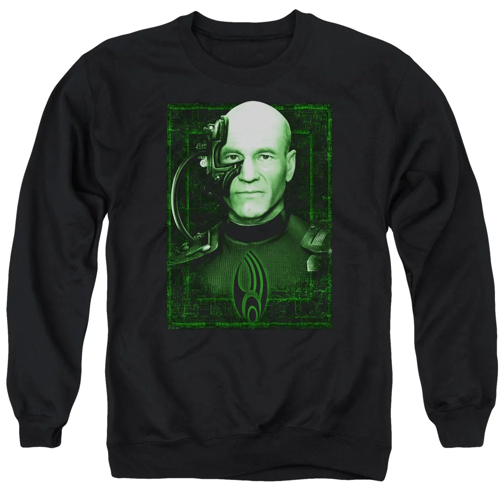 Trevco  Star Trek & Locutus of Borg Long Sleeve Adult Crewneck Sweatshirt, Black - 3X