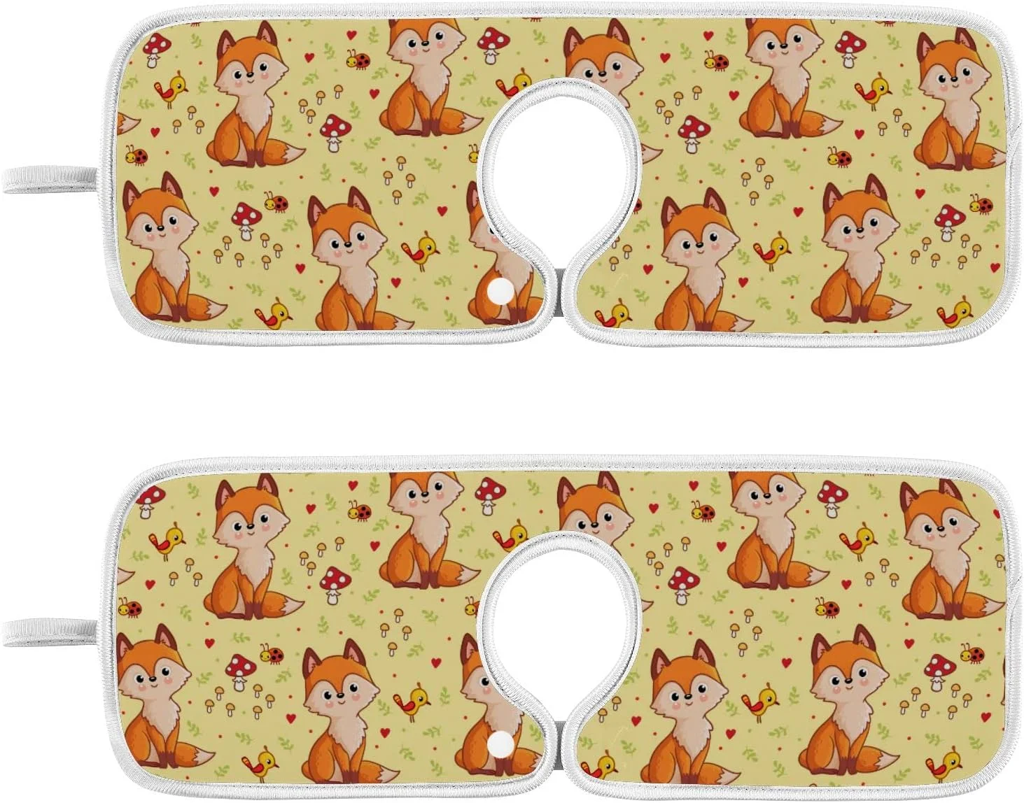Cute Fox Fall Sink Splash Guard for Faucet 2 Packs Faucet Absorbent Mats,Autumn Bird Mushroom Faucet Handle Drip Catcher Quickly Drying Mat for Kitchen Counter Bathroom RV