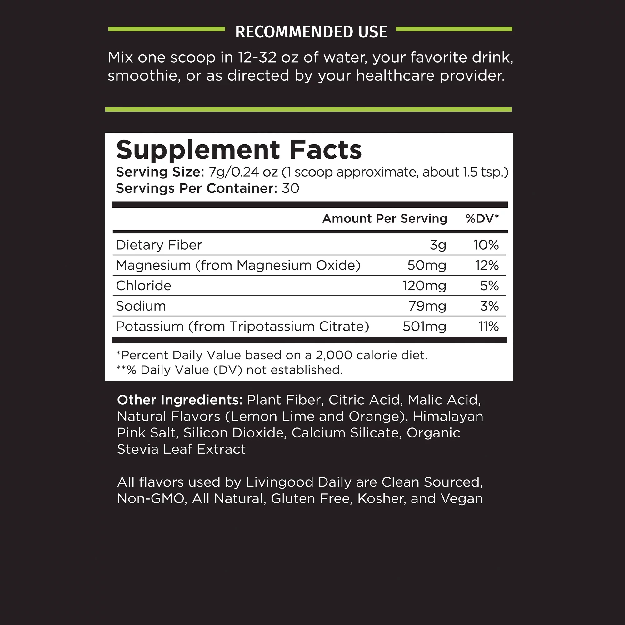 Livingood Daily Electrolyte Powder, Lemon Lime - Sugar-Free Hydration Drink Mix