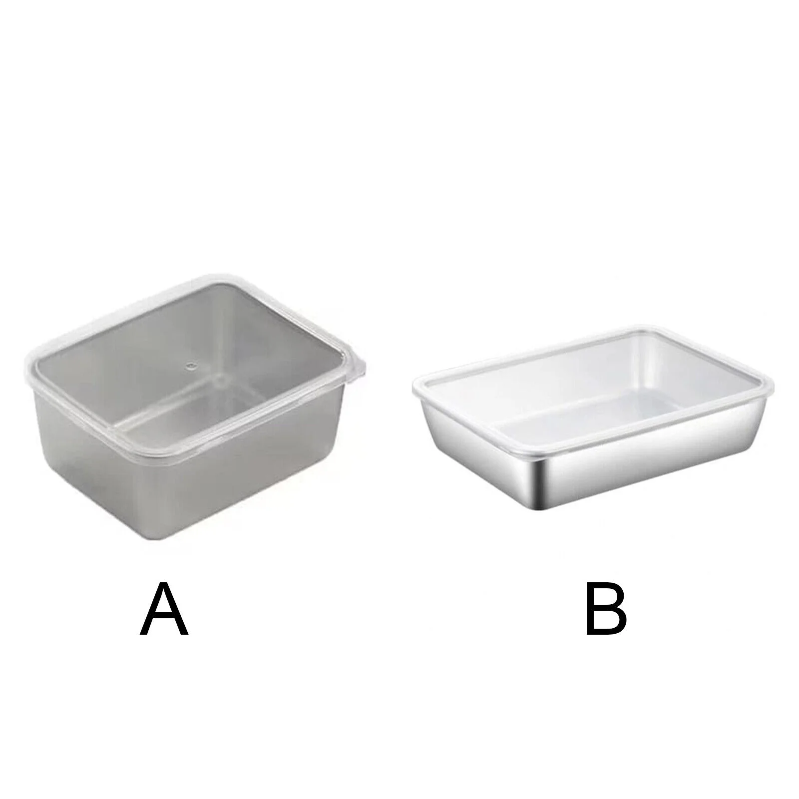 Reusable Stainless Steel Square Plate with Lid Camping Picnic Plates for Food