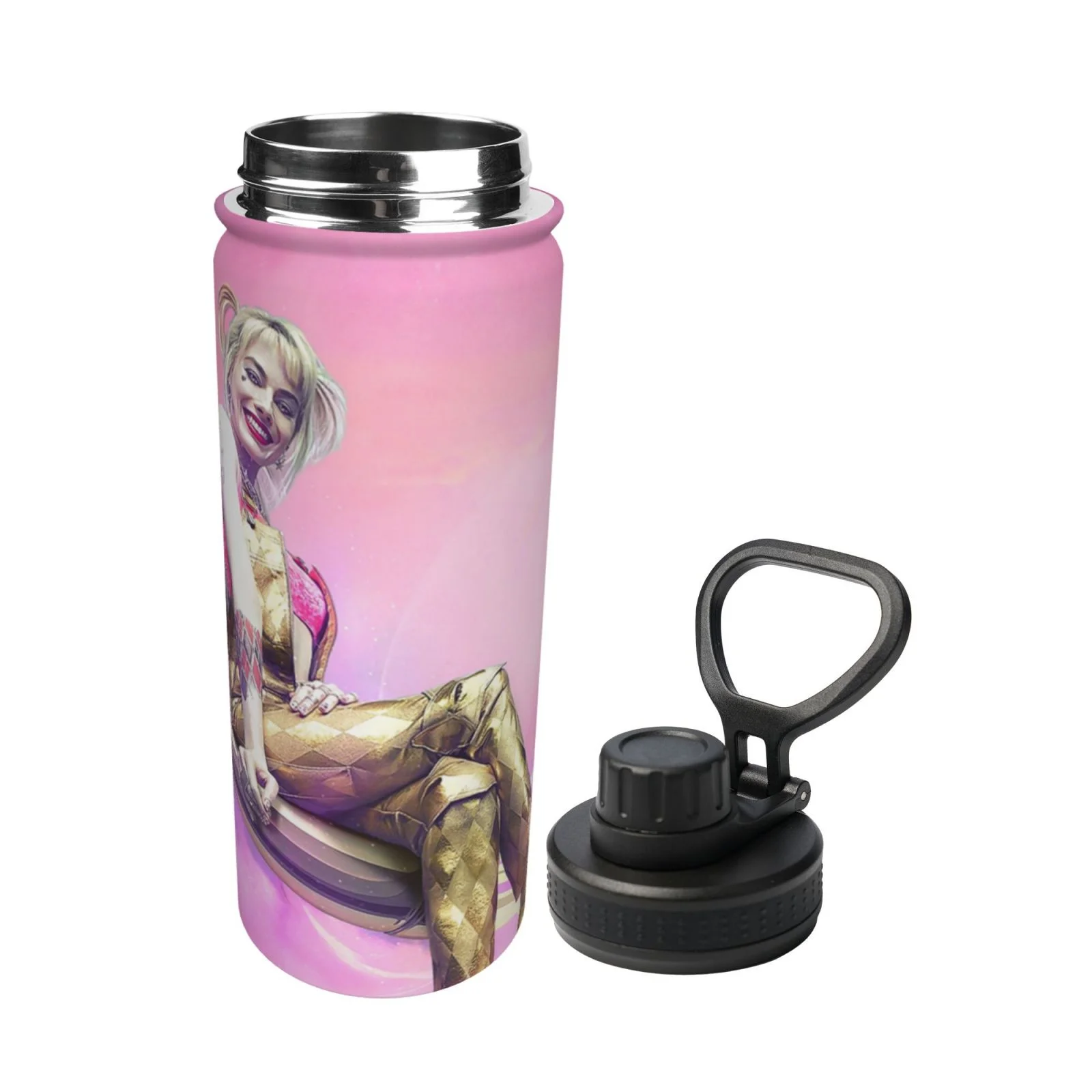 Birds Of Prey Harley Quinn Sports Insulated Water Bottles Kettle Stainless Steel Portable Cup18OZ For Travel Gym School