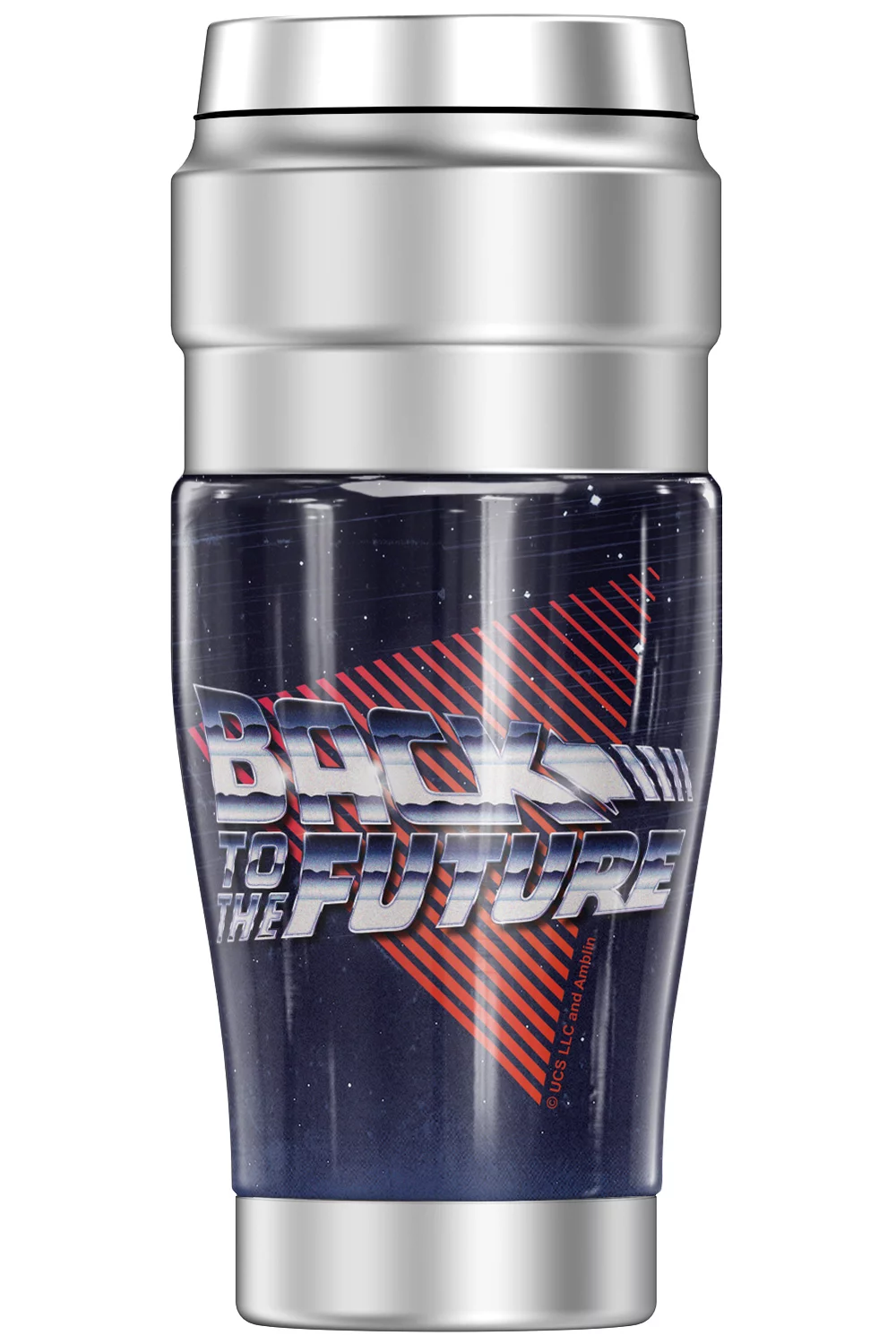 Back To The Future Delorian Chrome Logo THERMOS STAINLESS KING Stainless Steel Travel Tumbler, Vacuum insulated & Double Wall, 16oz