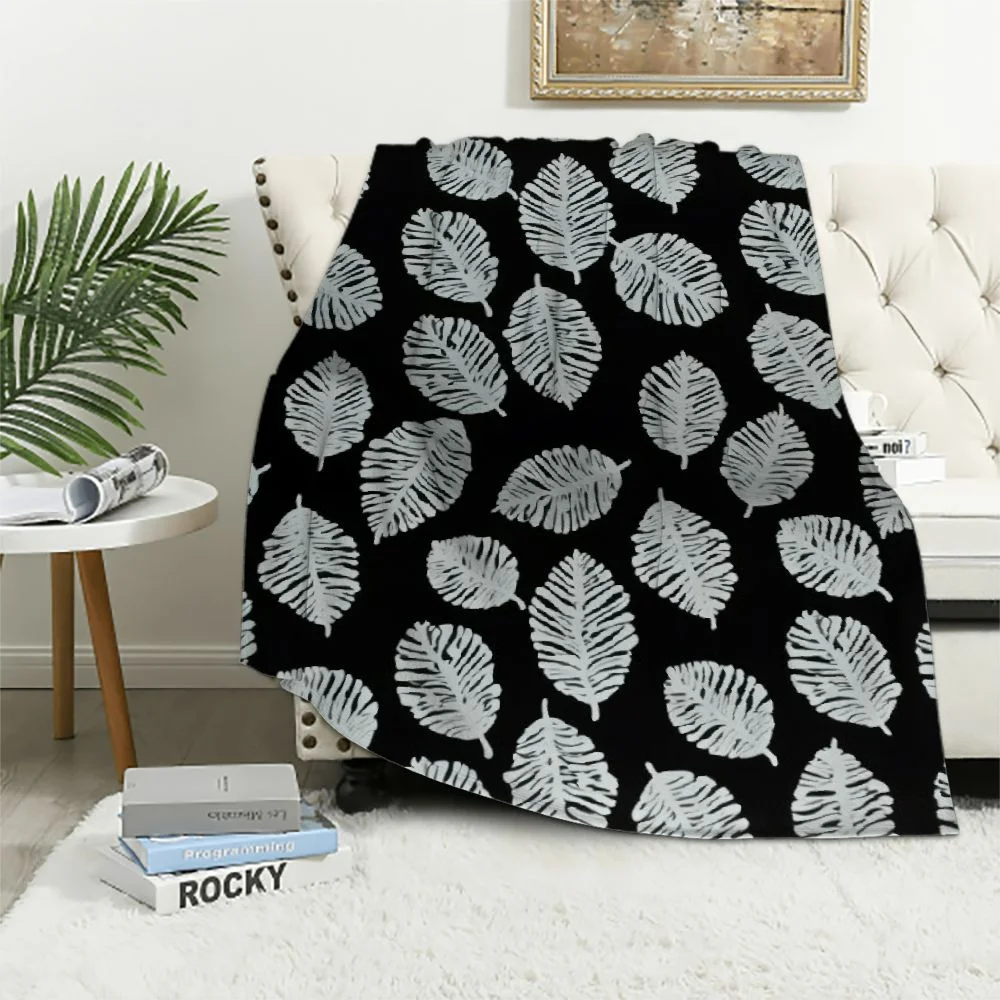 EastSmooth Palm Leaf Pattern Flannel Blanket Cozy Throws Soft Blankets for Wedding Birthday Valentines Halloween Couch Beding Picnic