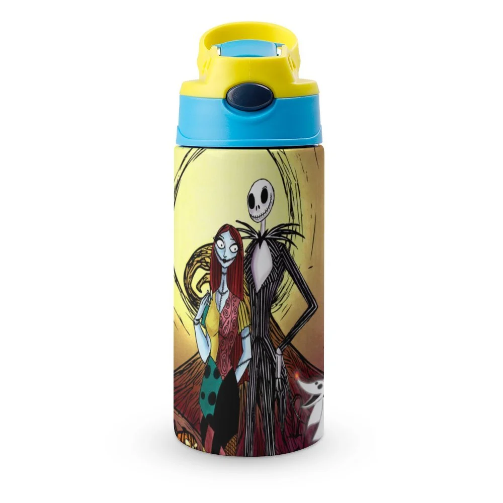 The Nightmare Before Christmas Kid's Insulated Water Bottle With Straw Vacuum Stainless Steel Cup Leak-Proof Children Toddler Thermoses