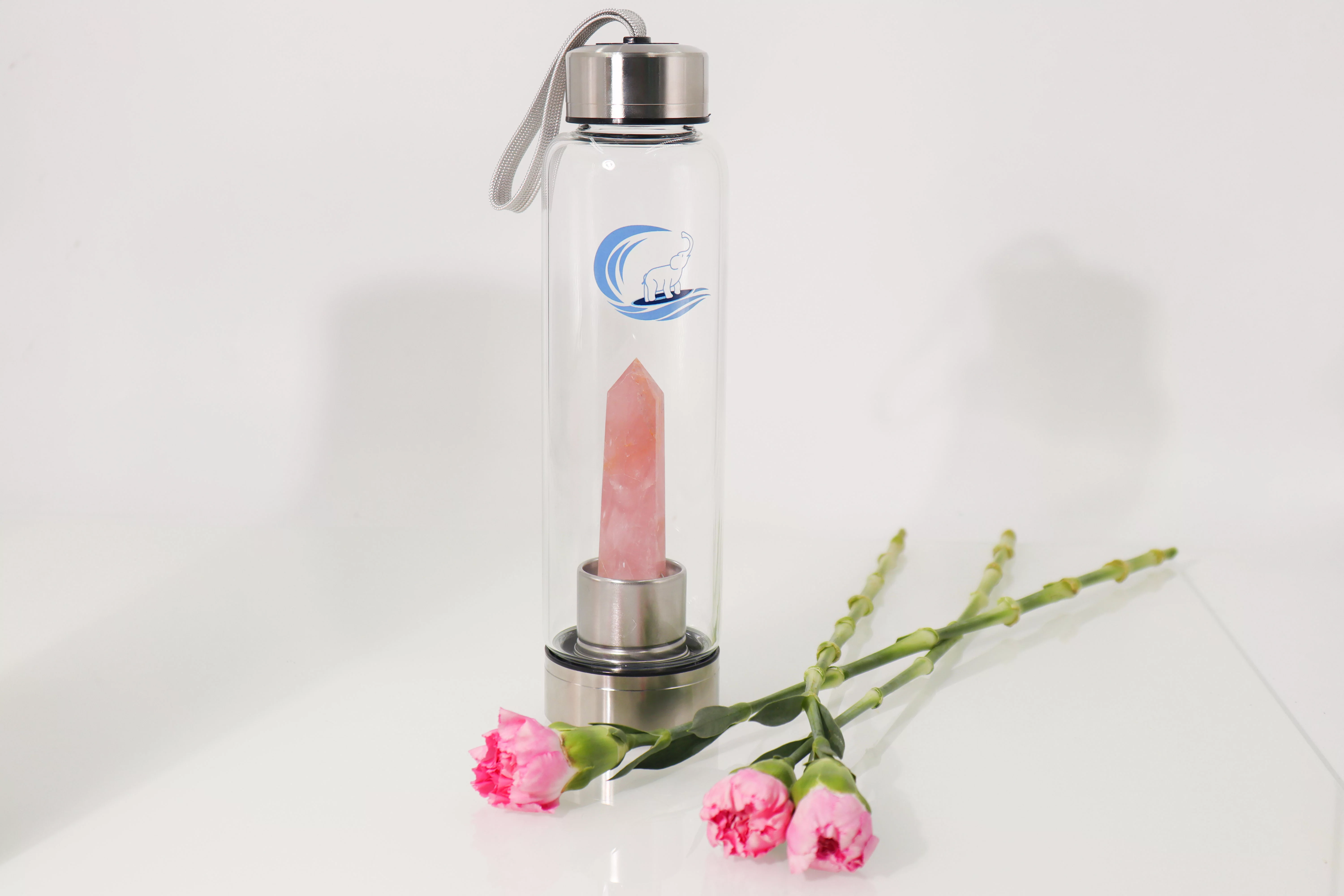 Crystal-Infused Water Bottle – Rose Quartz