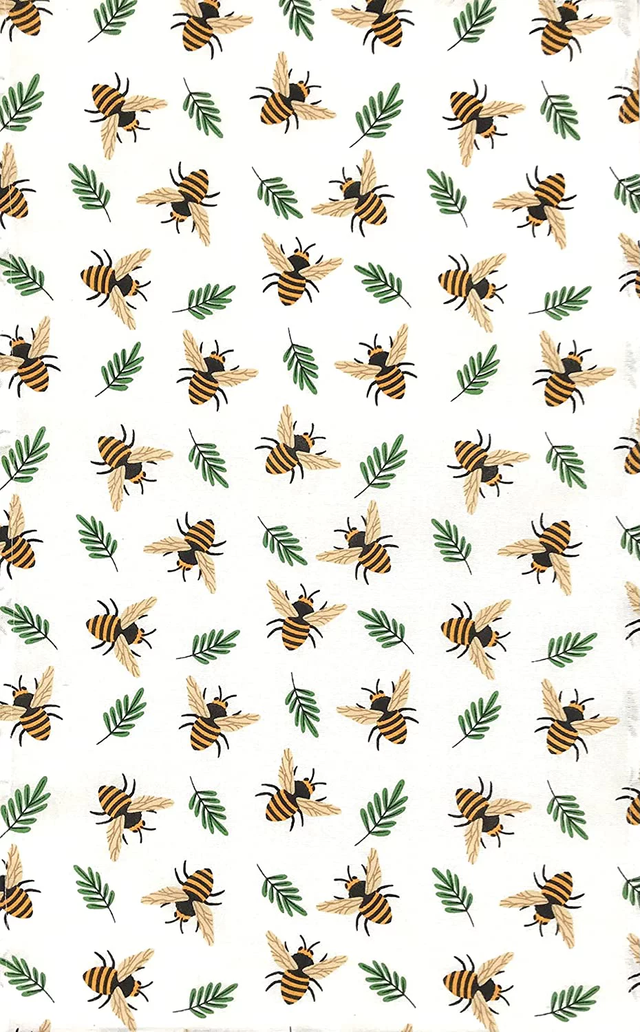 Serafina Home Bee Kitchen Towels Set: Honey Bees and Green Leaf Print on Flat Weave Cotton with Easy Hang Fabric Loops