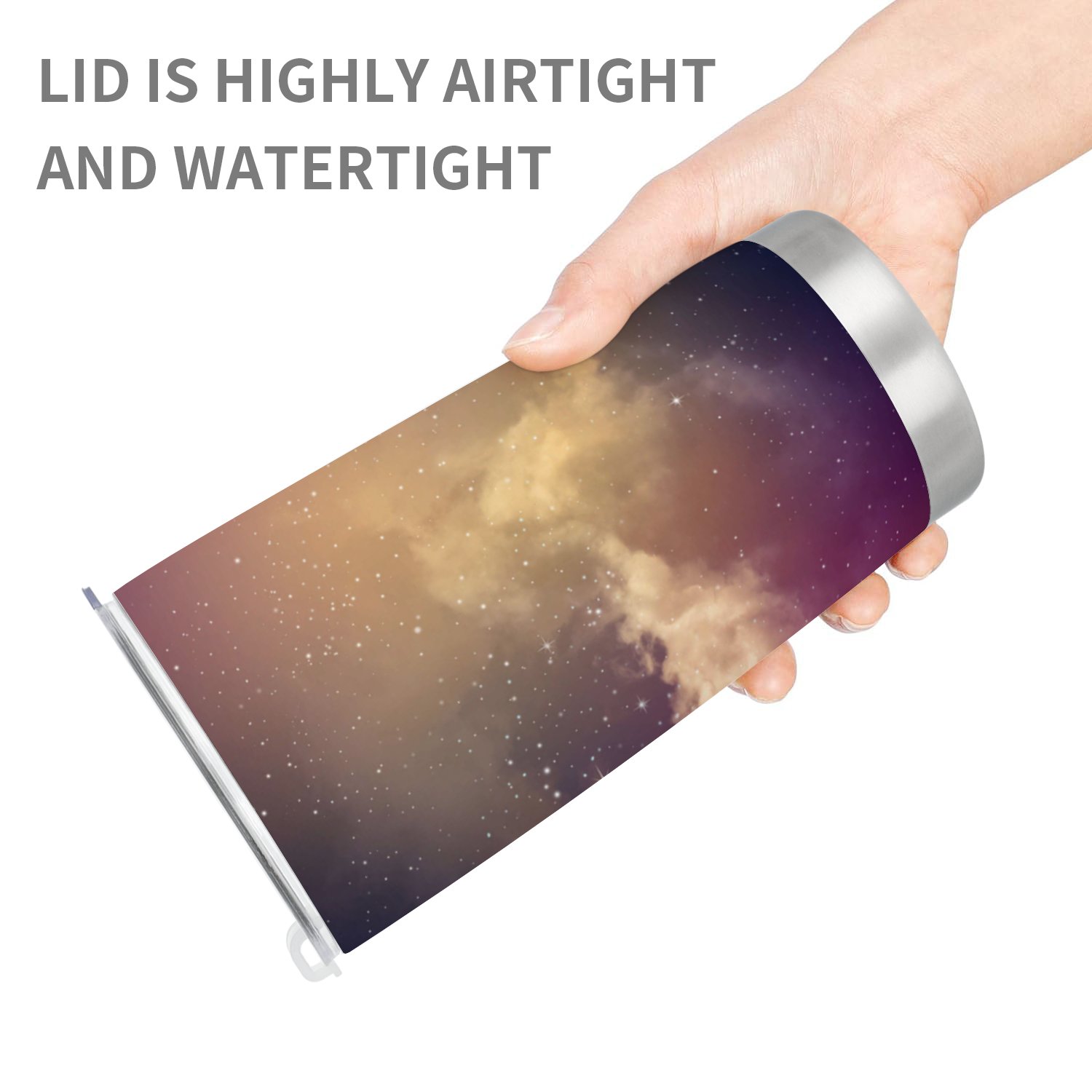 GZHJMY Car Cup Travel Mug, Space of Night Sky with Cloud and Stars 304 Stainless Steel Coffee Cup, Insulated Heated Thermos Mug with Lid, 6.5×3.6×2.8 Inch