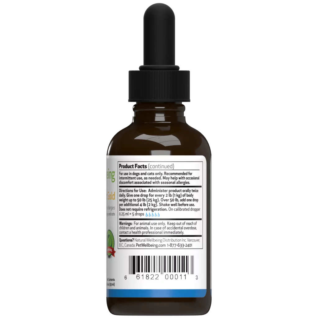 Pet Wellbeing Cat Allergy Remedy - Nettle-Eyebright Gold 2oz