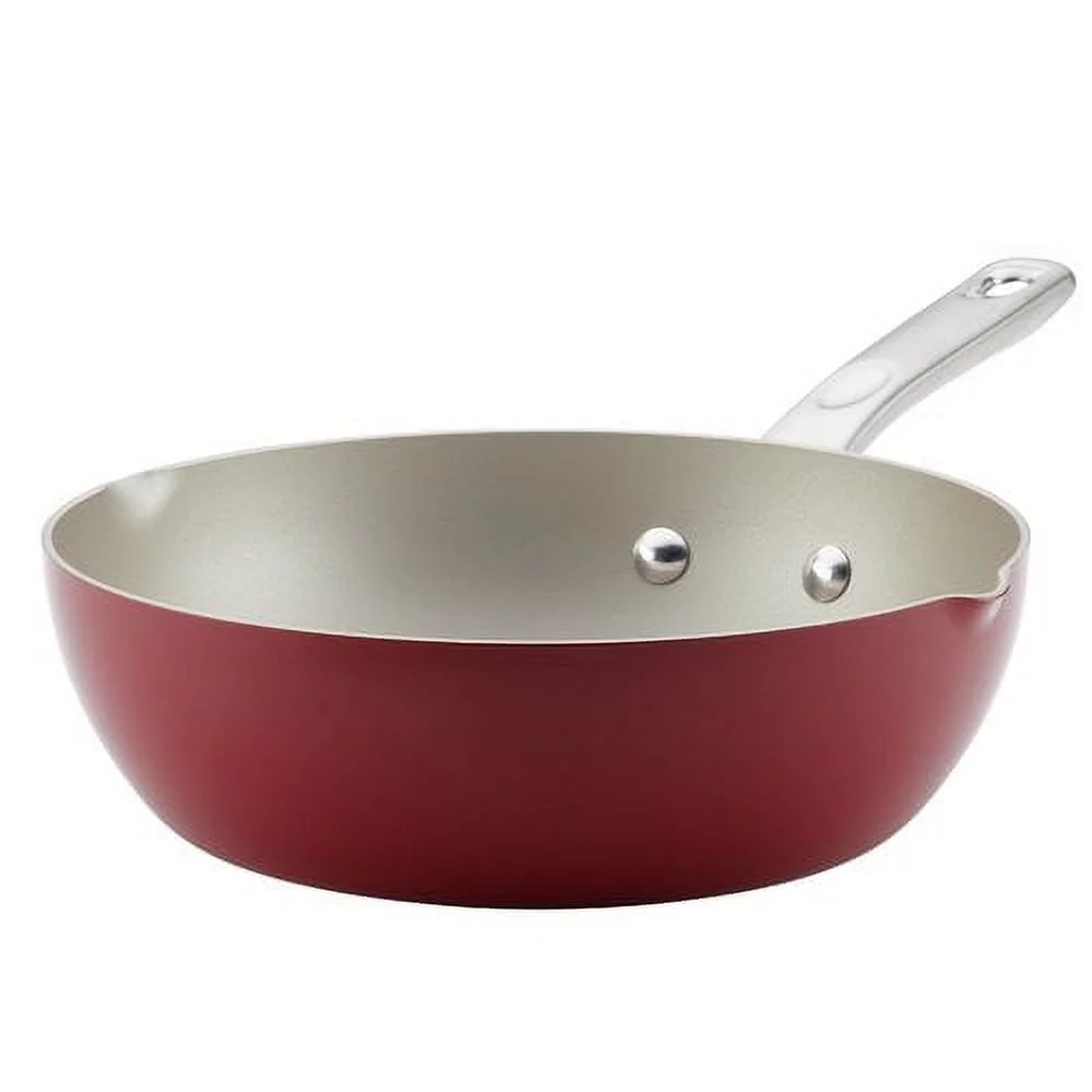 Ayesha Curry Home Collection 9.5 inch Nonstick Chef Pan, Sienna Red