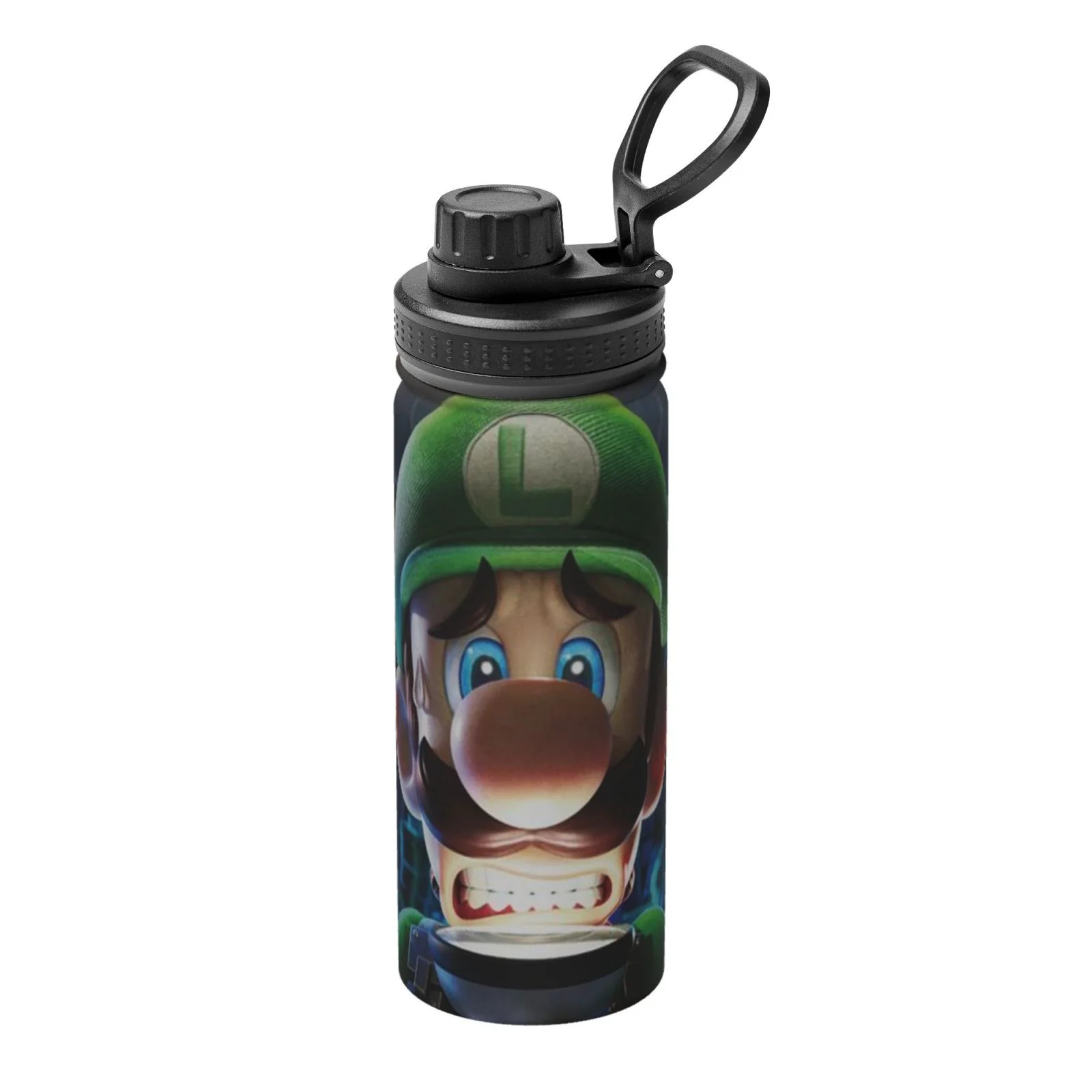 Luigi's Mansion Frightened Unisex Sports Insulated Water Bottles Kettle Stainless Steel Portable Cup 18OZ For School Travel Gym Running
