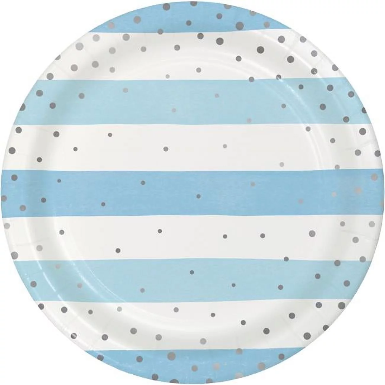 Creative Converting 346291 9 in. Foil Celebration Dinner Plates, Blue & Silver - 96 Count