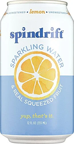 Spindrift Sparkling Water, Lemon Flavored, Made with Real Squeezed Fruit, 12 Fl Oz Cans, Pack of 24 (Only 3 Calories per Seltzer Water Can)