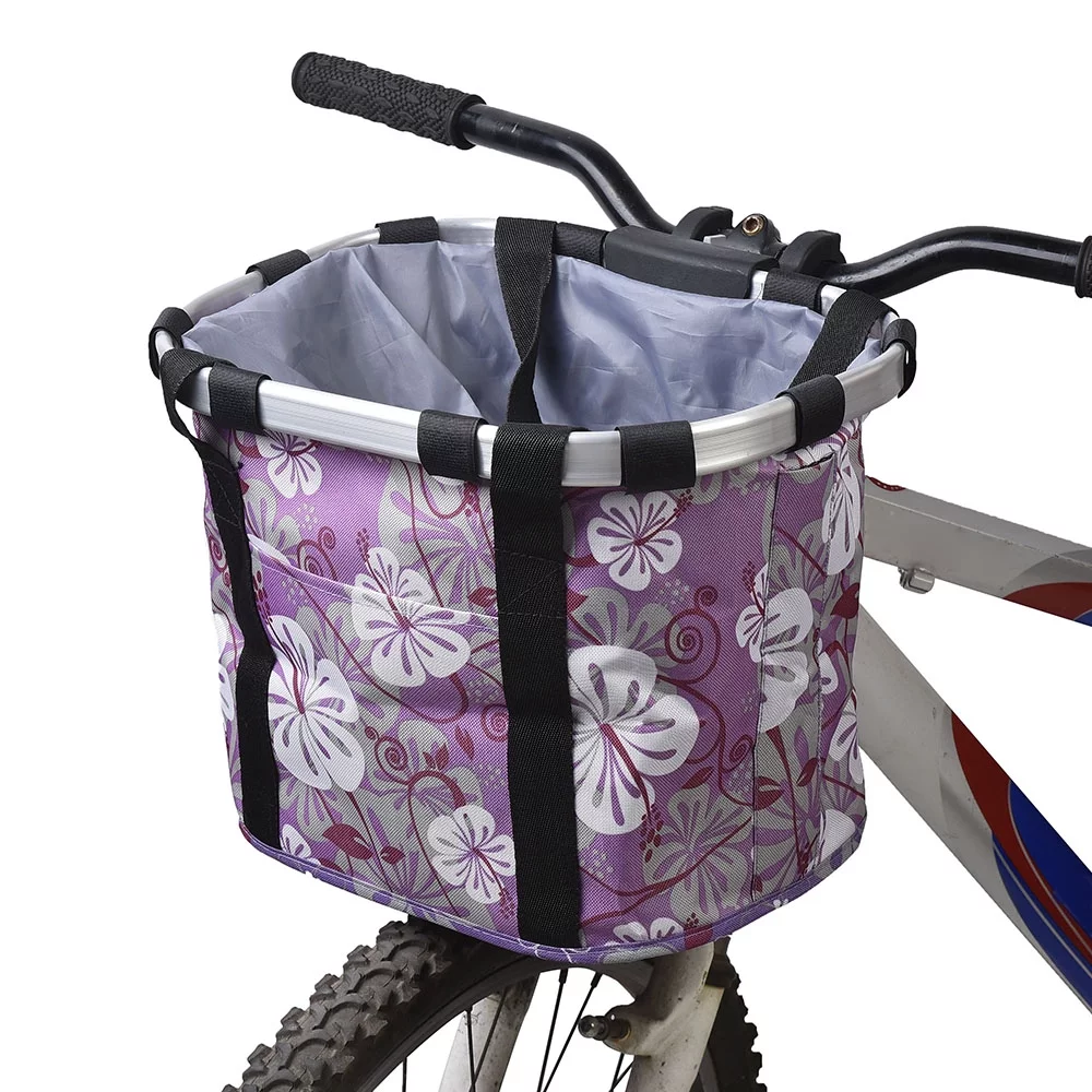 Bicycle Bike Detachable Cycle Front Canvas Basket Carrier Bag Pet Carrier Aluminum Alloy Frame Pet Carrier