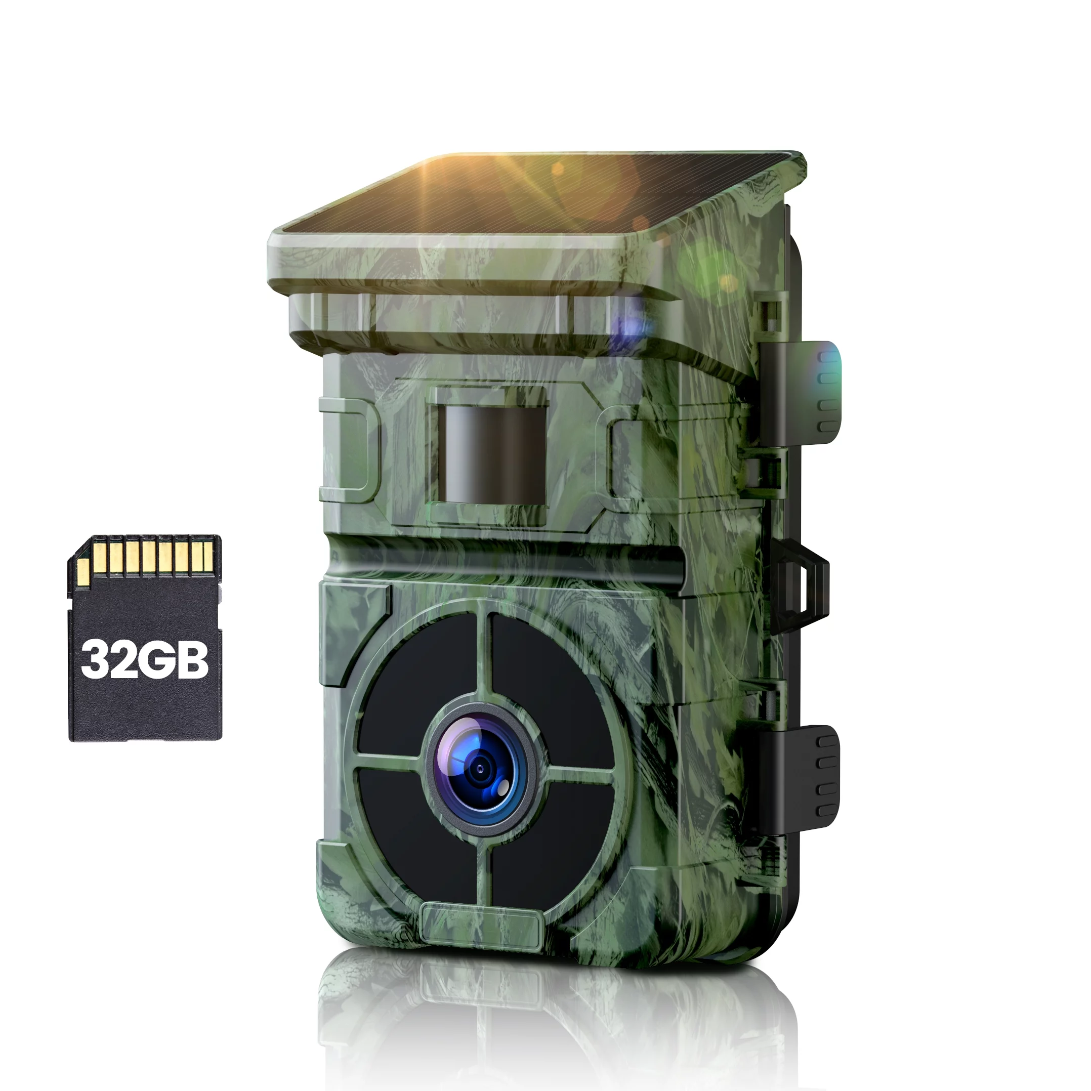 CAMPARK Solar Trail Camera 24MP 1080P 2500mAh Built-in Lithium Battery Rechargeable Game Camera with Night Vision Waterproof IP66 0.1s Trigger Speed 120°Wide Angle 2.0