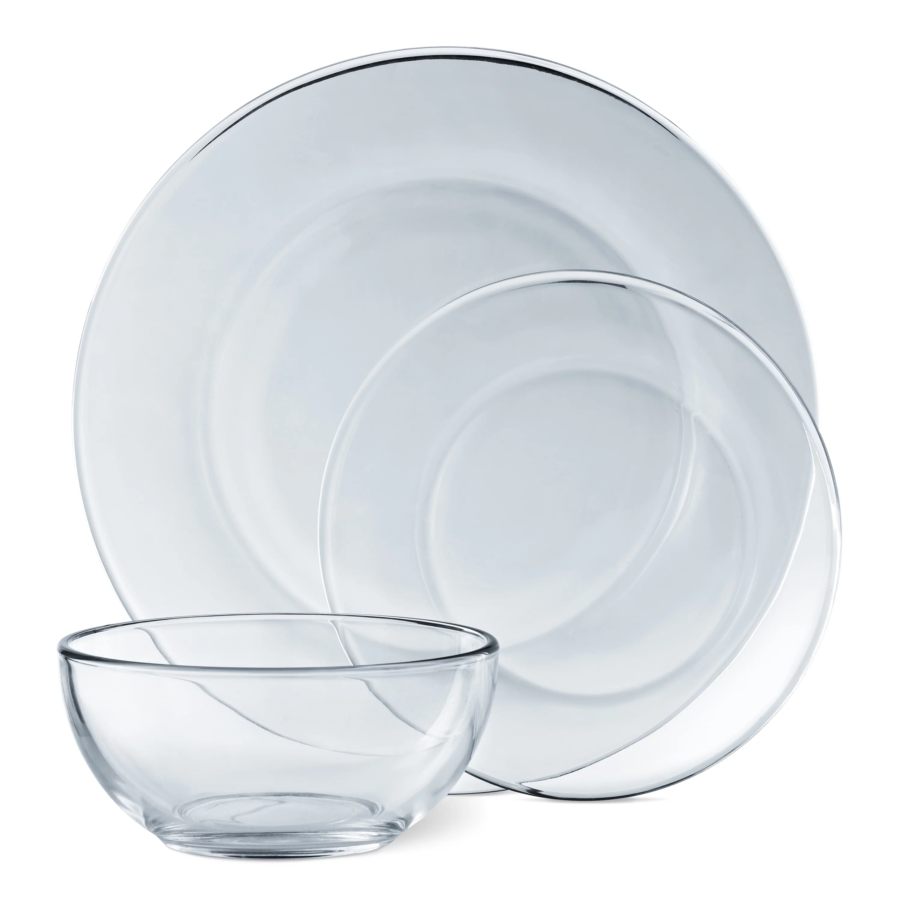 Mainstays 12-Pieces Round Clear Glass Dinnerware Set