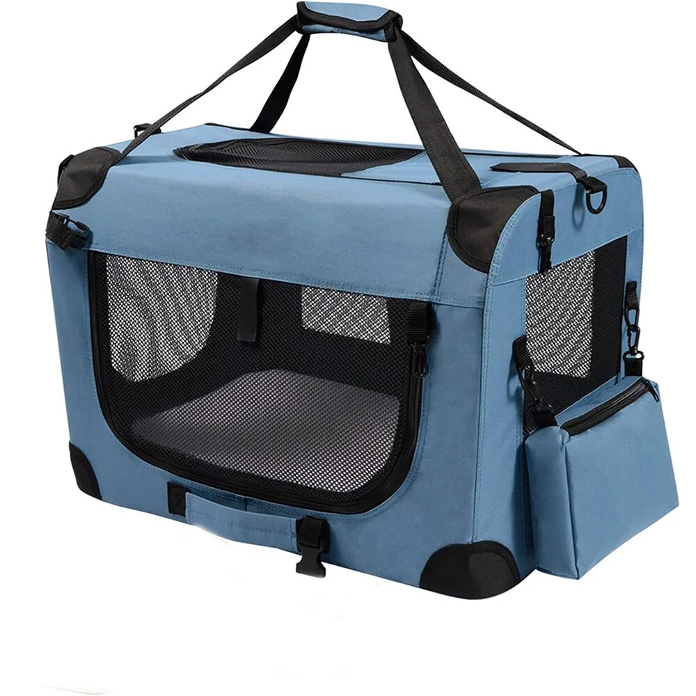 Dog Crate with Soft Warm Blanket and Foldable Bowl