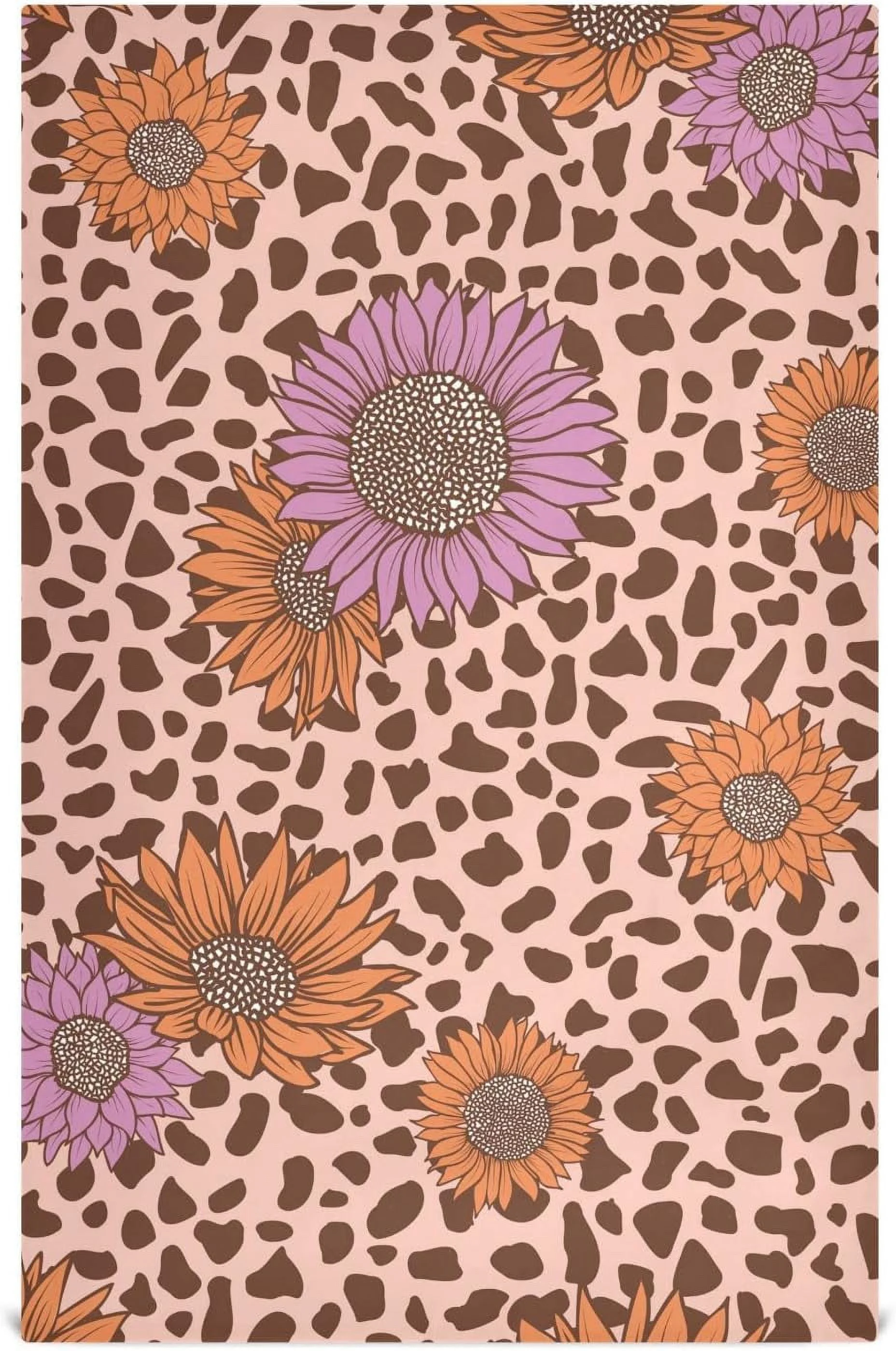 GZHJMY Leopard with Pink Coral Sunflower Kitchen Towels Set of 4 Dishcloths Hand Towels Tea Towels Ultra Absorbent for Cleaning Washing Drying Dishes Tableware 28'' x 18''