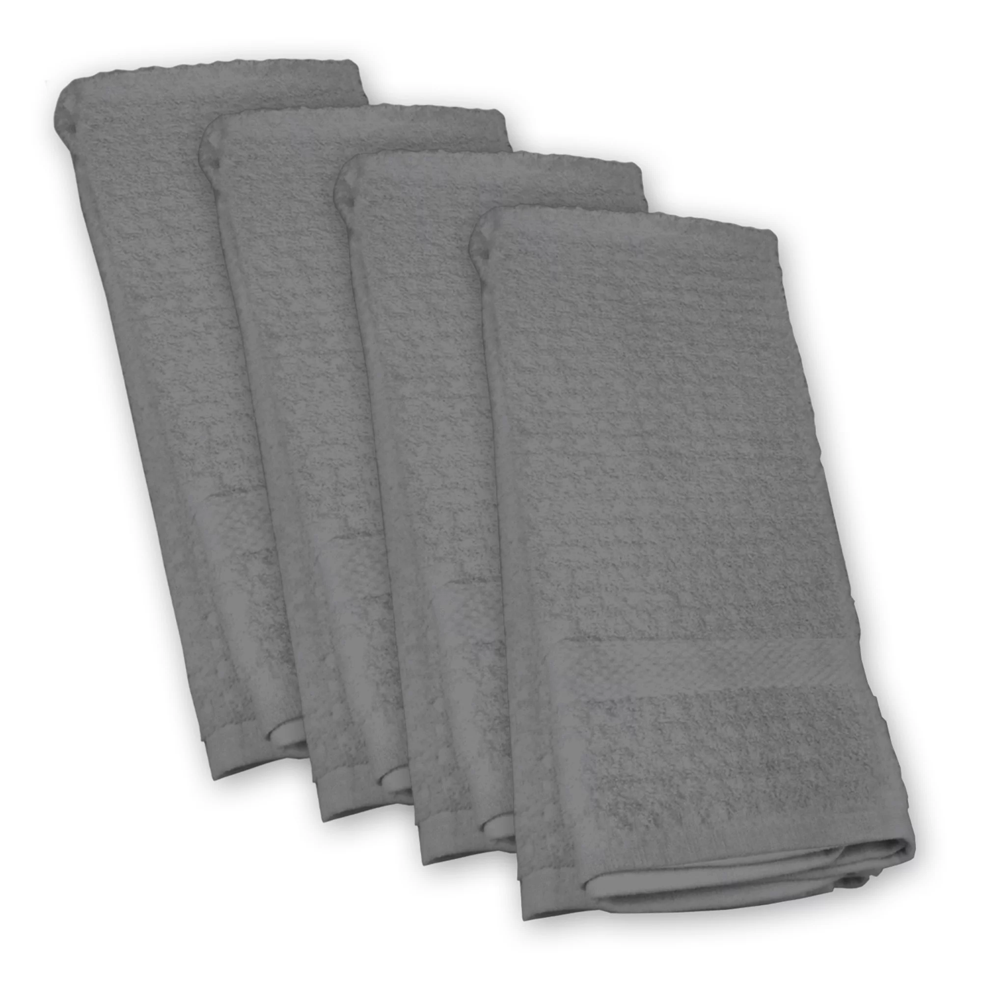Contemporary Home Living Set of 4 Waffle Gray Rectangular Dishtowel 18' x 28'