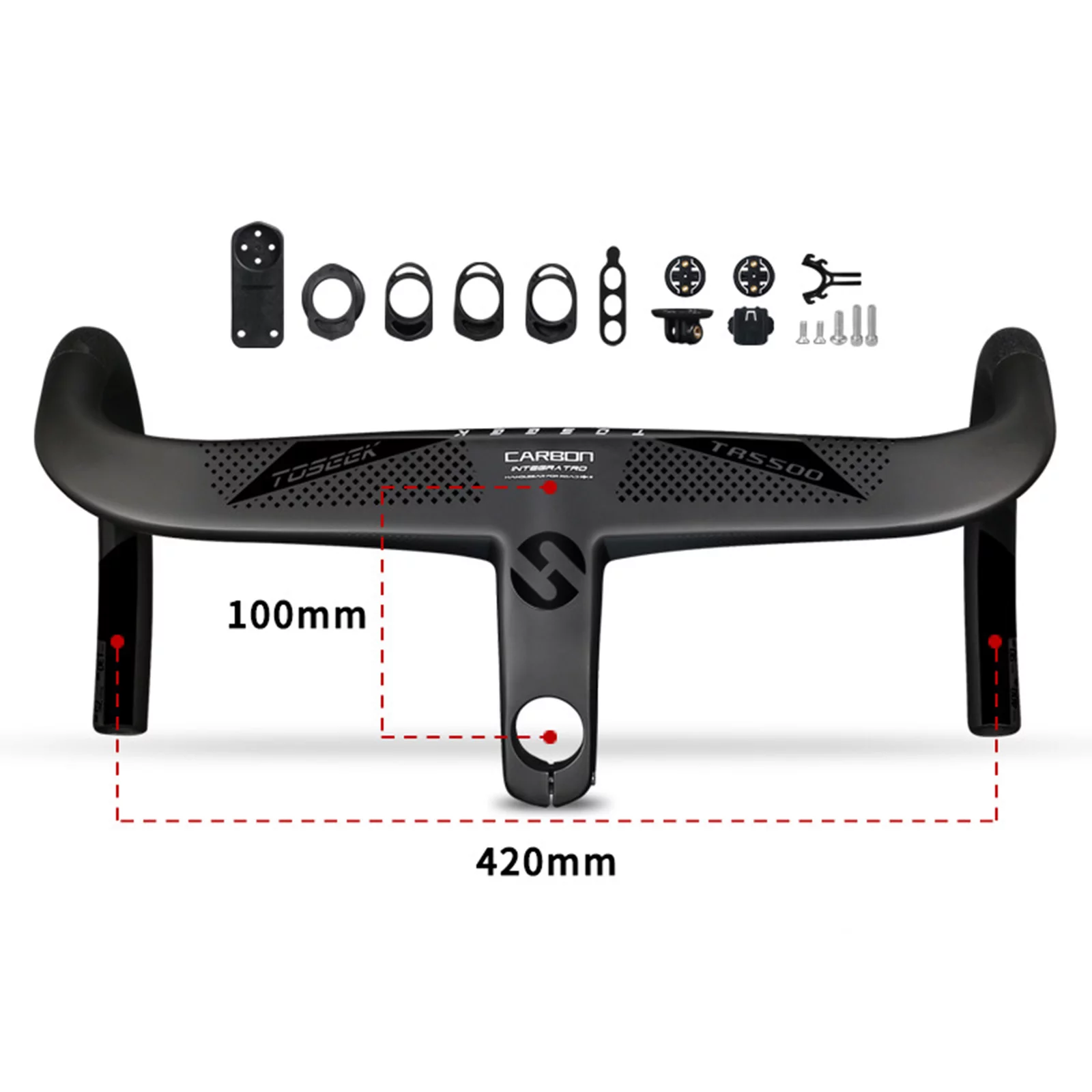 Carbon Integrated Road Handlebar Handle /420/440 80 90 100 110 120mm Glossy Carbon Fiber Bike Handlebars , 420x100mm