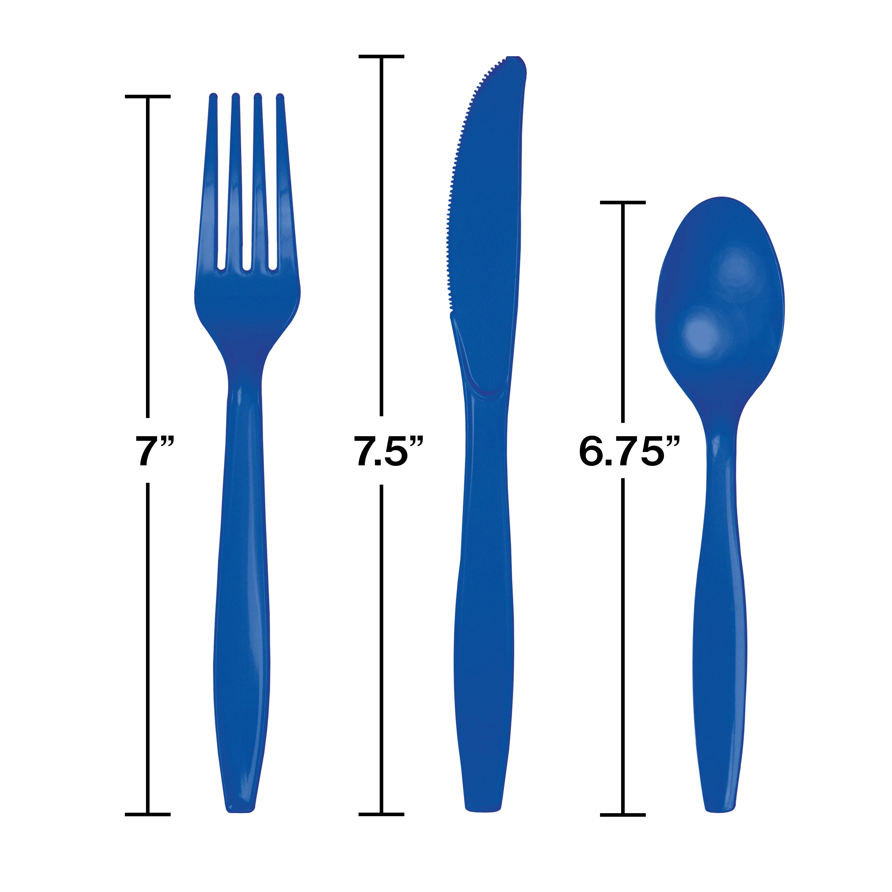Cobalt Blue Plastic Assorted Cutlery, 50 Count