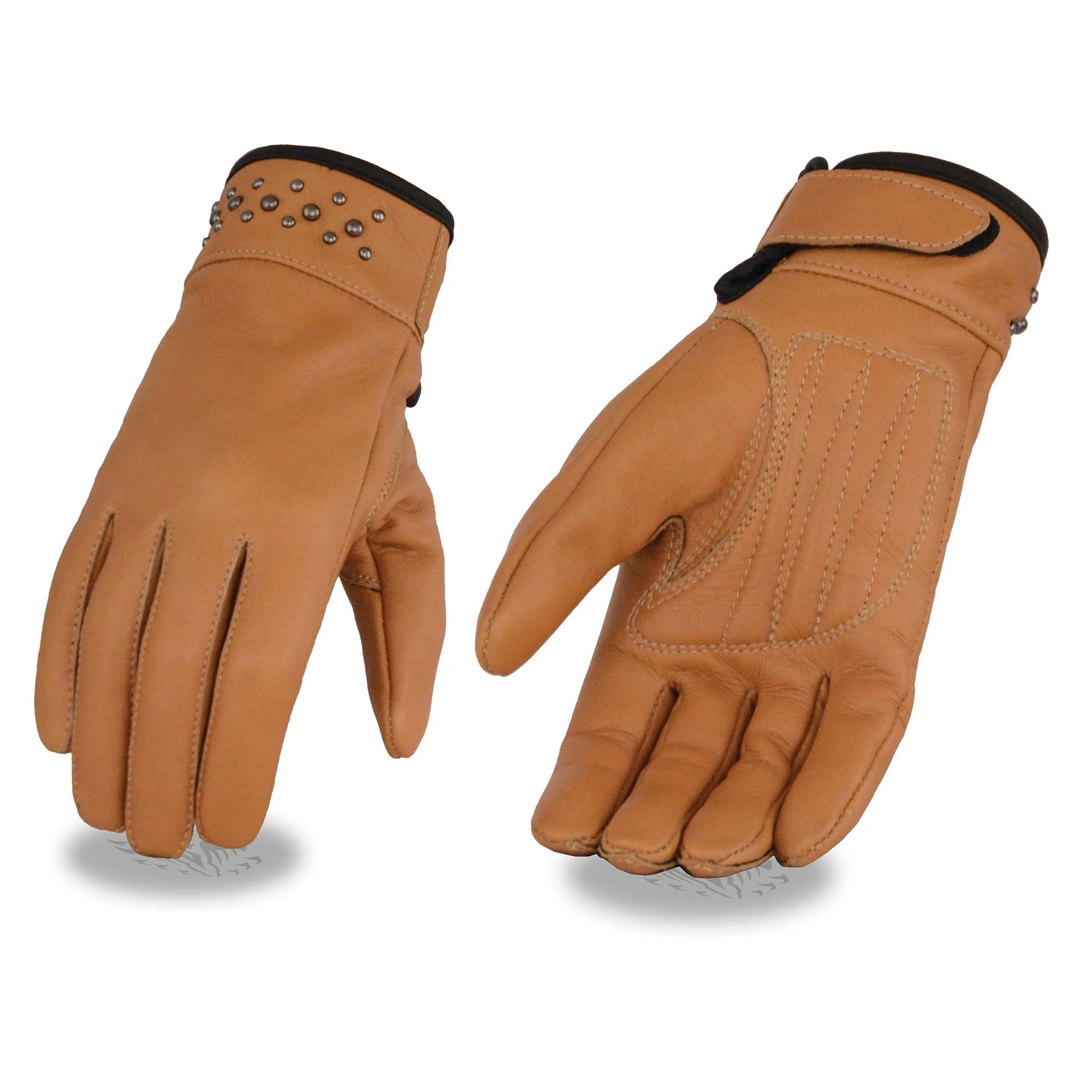 Milwaukee Leather MG7760 Women's Saddle Leather Gel Palm Lightweight Motorcycle Hand Gloves W/ Stylish ‘Wrist Detailing’ XX-Large