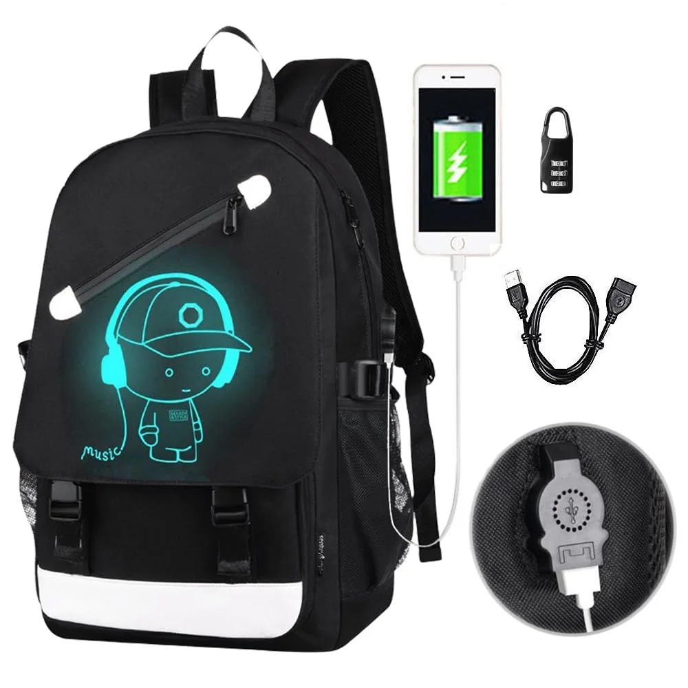 UUGEE School Backpack for Boys Girls Teens Cool Luminous Travel Laptop Bags with USB Charge Port