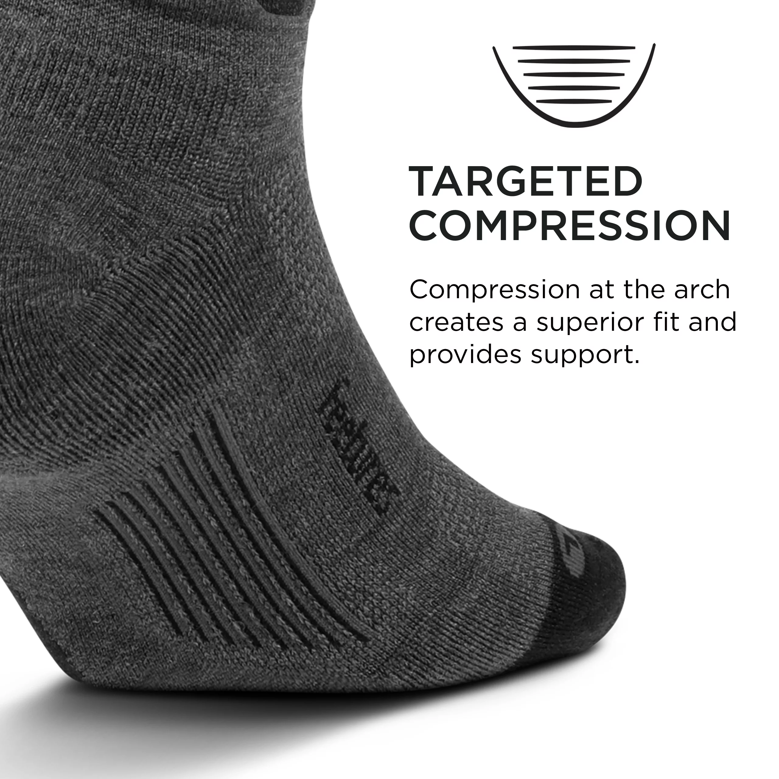 Feetures Merino 10 Cushion No Show Tab Sock Solid (Small, Gray)