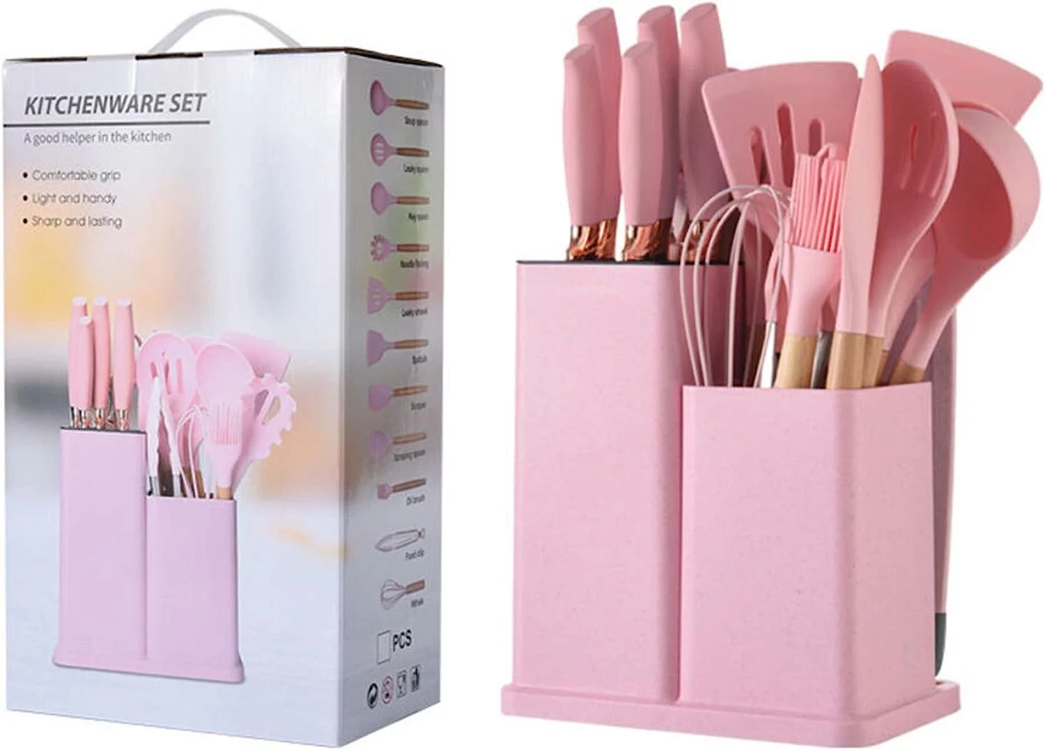 BARTANS 19 Pieces Silicone Gel Kitchen tools Gadgets Set Silicone Spatula Spoon Cooking Accessories Utensil Set with Wooden Handle