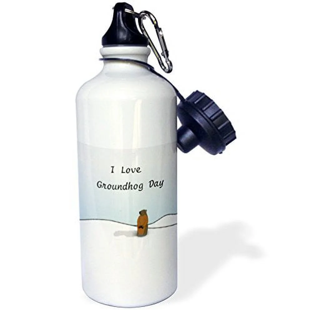 Print of I Love Groundhog Day Cartoon 21 oz Sports Water Bottle wb-204327-1