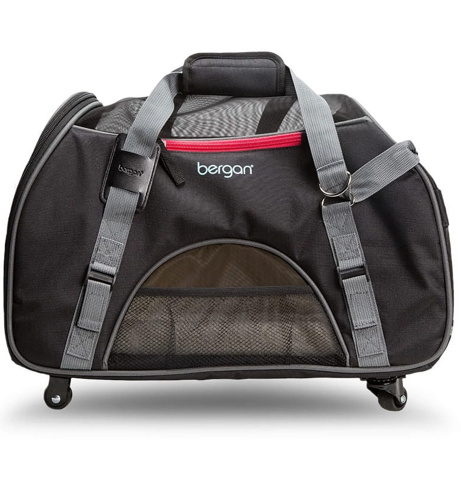 Bergan Wheeled Pet Comfort Carrier, Large, Black/Gray, 19