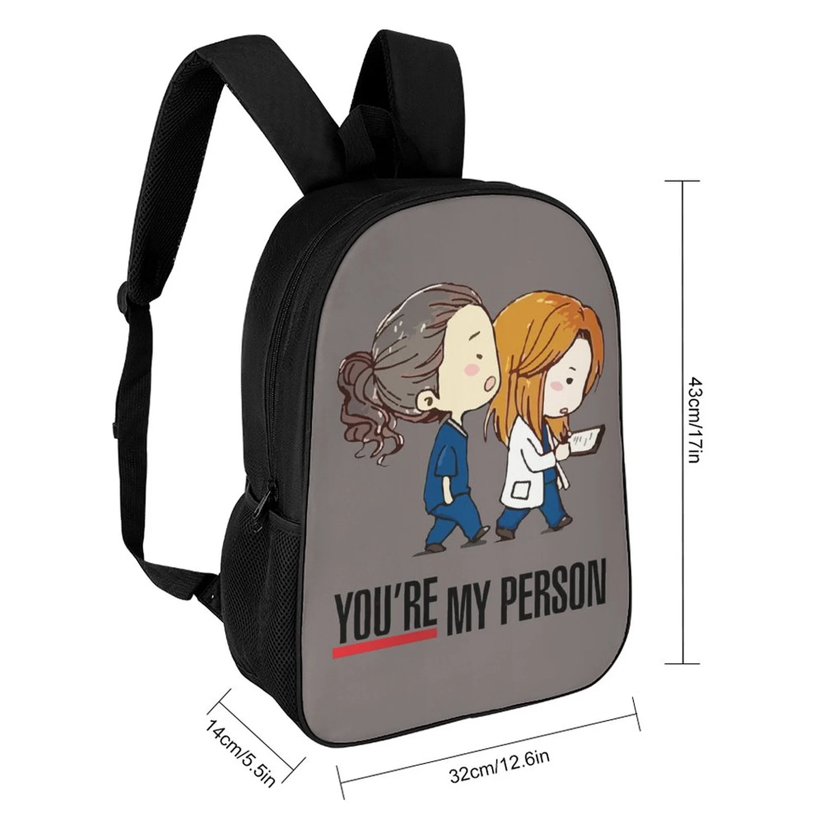 Cartoon Grey's Anatomy Backpacks Basic Shoulder Daypack Bookbag Satchel Knapsack Rucksack For School Office Travel