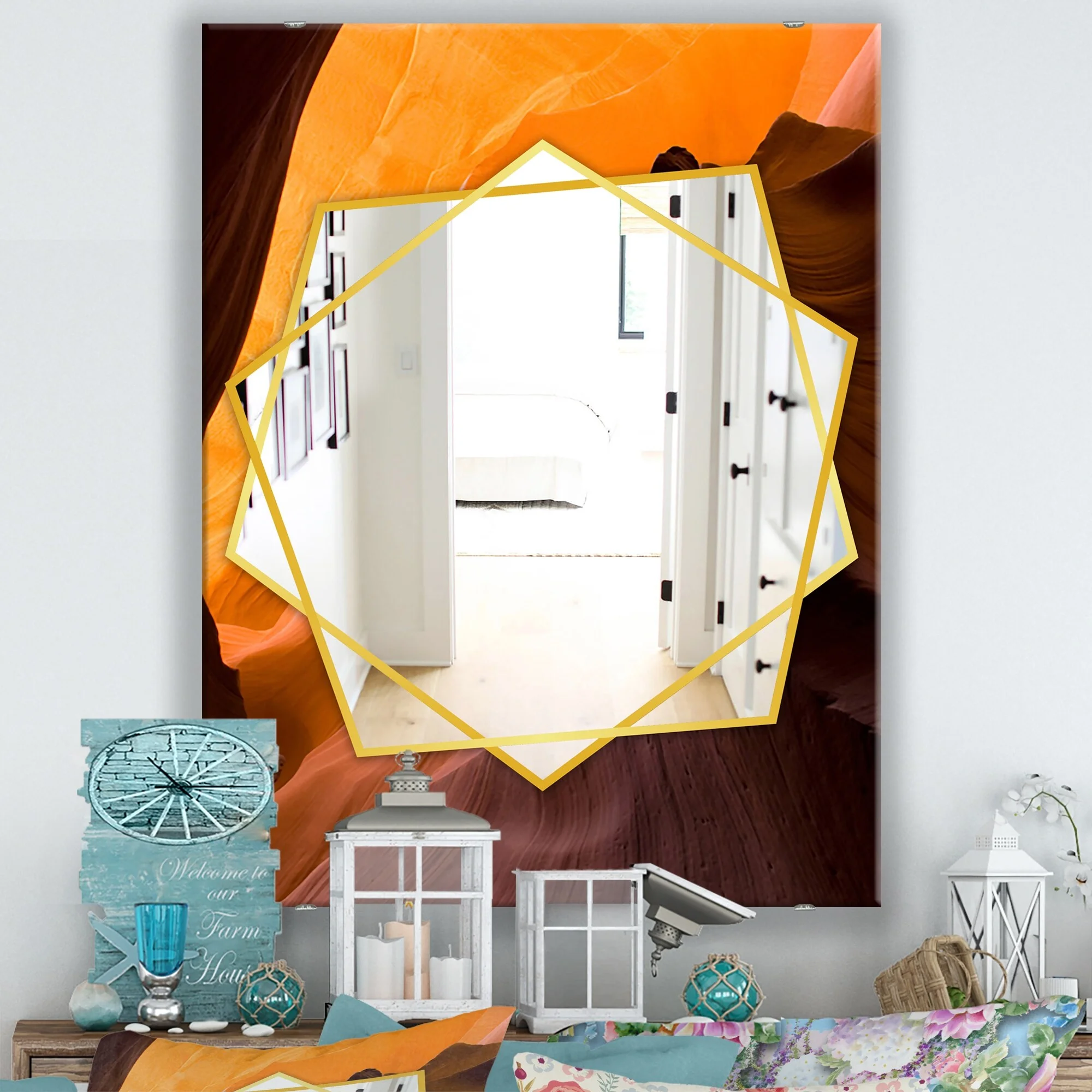 DESIGN ART Designart 'Arizona Lower Antelope Slot Canyon' Traditional Mirror - Printed Wall Mirror 23.7in.x31.5in.