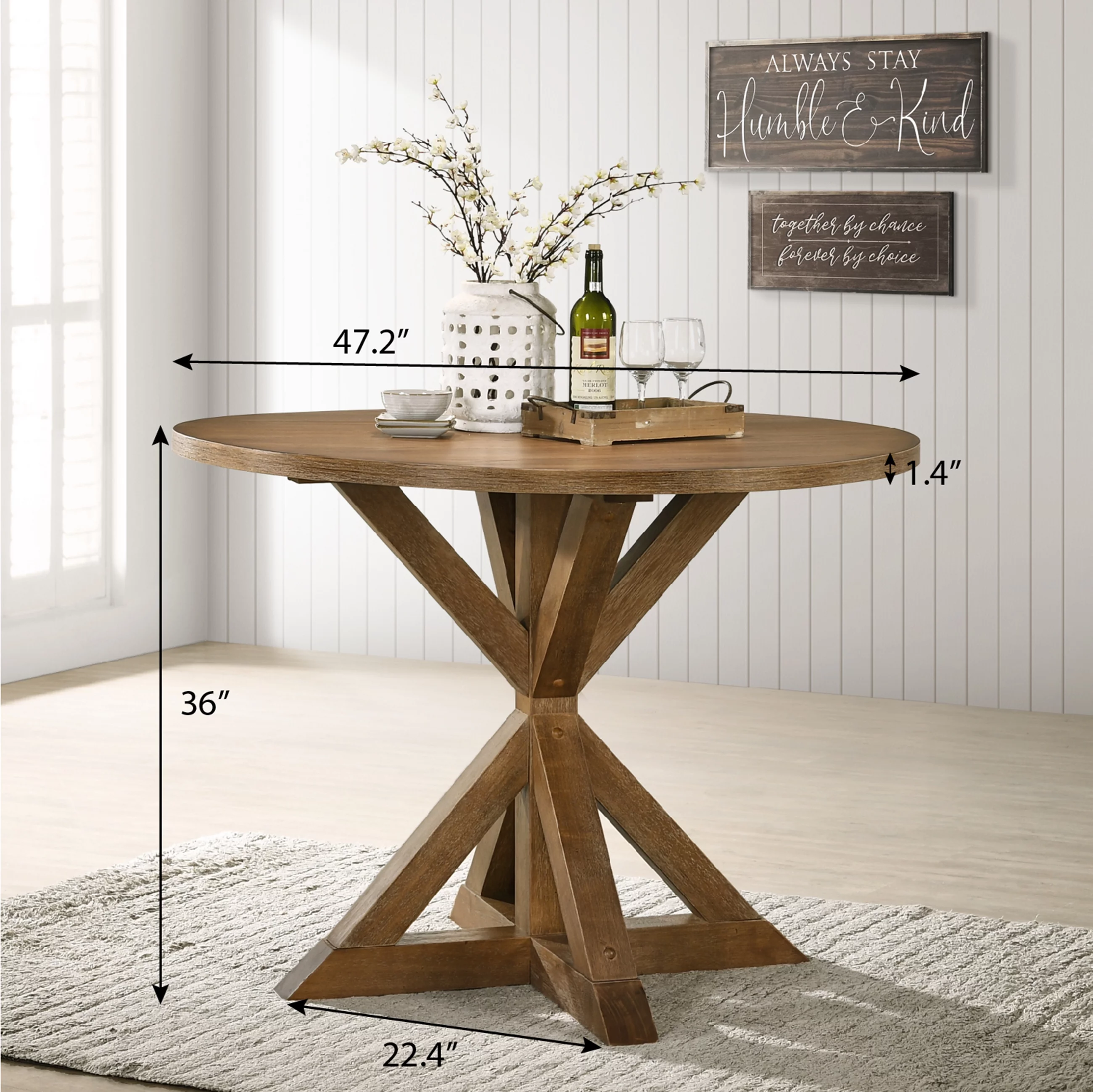 Windvale Cross-Buck Wood 5-Piece Counter Height Dining Set