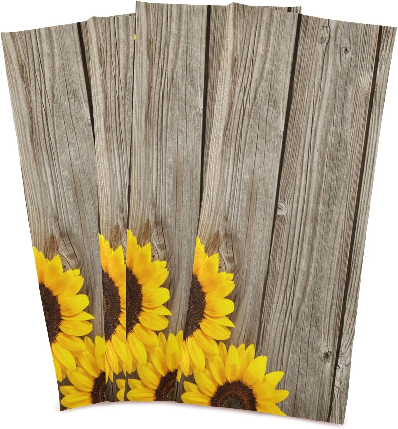 GZHJMY Retro Sunflowers on Wooden Kitchen Towels Set of 6 Dishcloths Hand Towels Tea Towels Ultra Absorbent for Cleaning Washing Drying Dishes Tableware 28'' x 18''