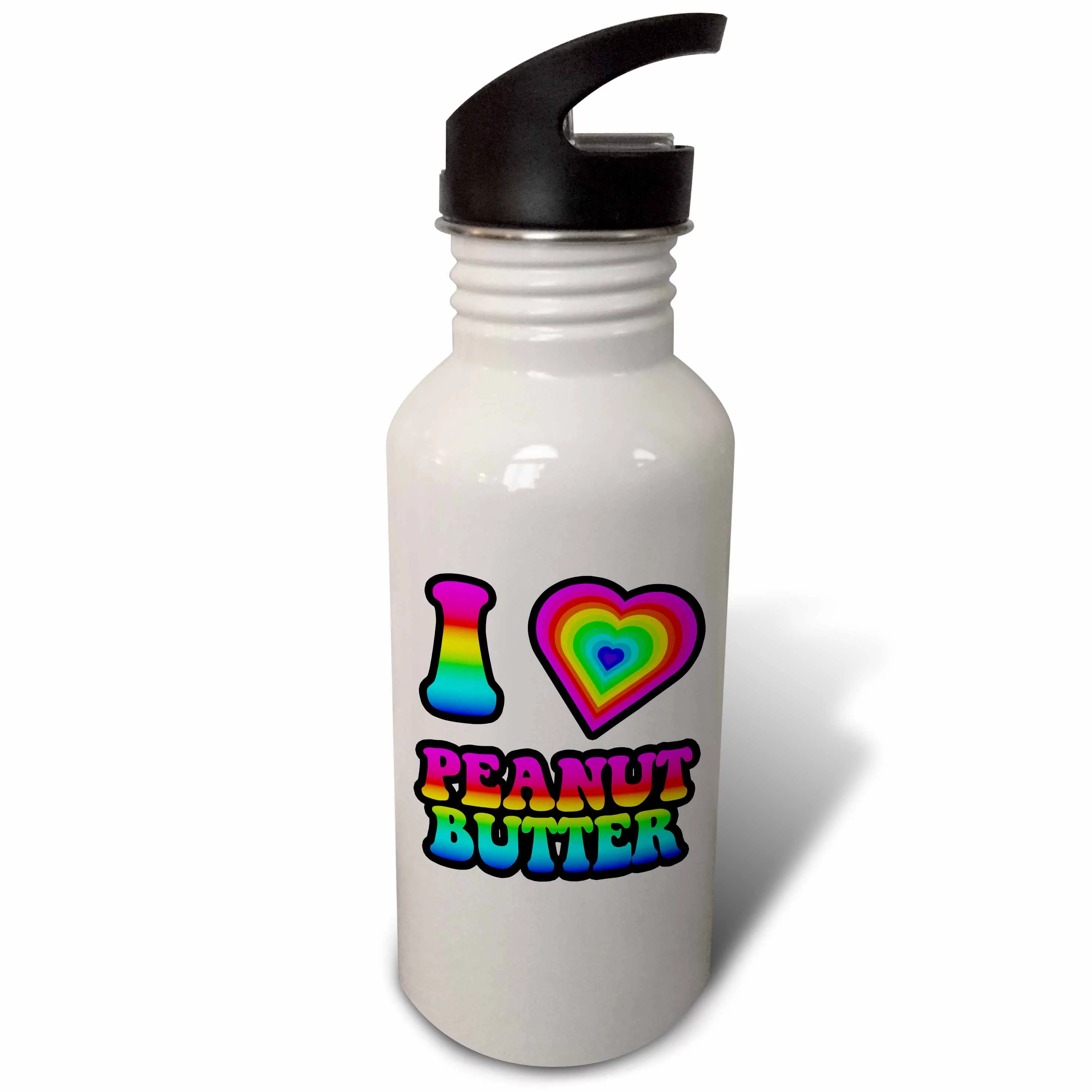 Groovy Hippie Rainbow I Heart Love Peanut Butter 21 oz Sports Water Bottle wb-217475-1