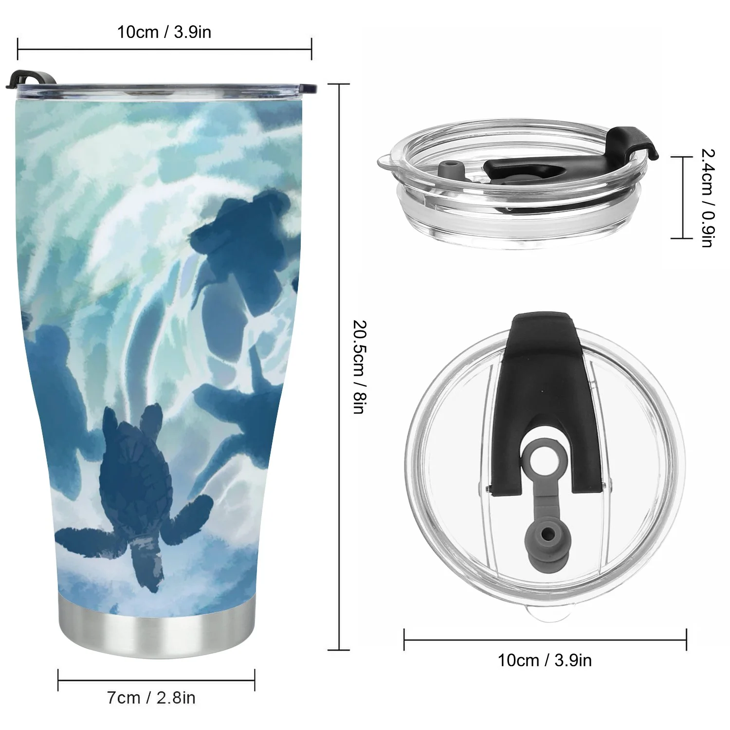 Hidove Stainless Steel Tumbler, Sea Turtles in Blue 30oz Leak Proof & Stainless Steel Bottle for Hot & Cold Drinks - Coffee Travel Mug, Water Metal Canteen, Thermal Cup