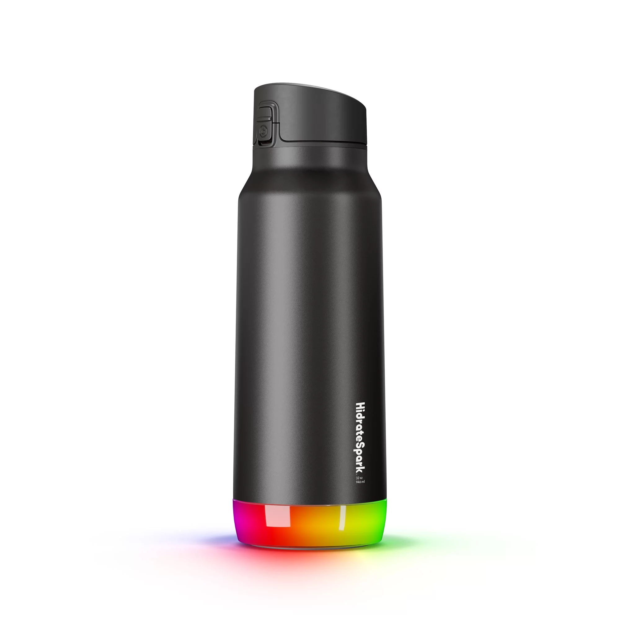 HidrateSpark PRO 32oz. Insulated Stainless Steel Bluetooth Smart Water Bottle with Chug Lid & Free Hydration Tracker App - Black