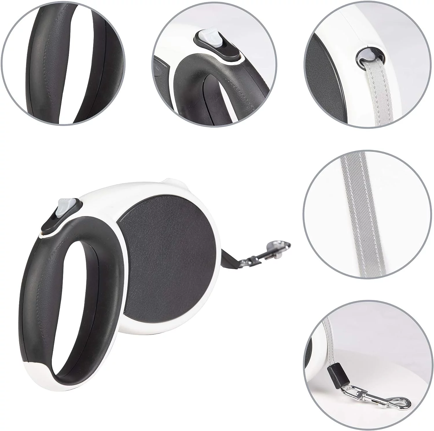 Retractable Dog Leash 23ft Heavy Duty Traction Dog Rope,360°Tangle-Free Dog Walking Leash, Strong Reflective Nylon Tape with Anti-Slip Handle, 3-bunton Control