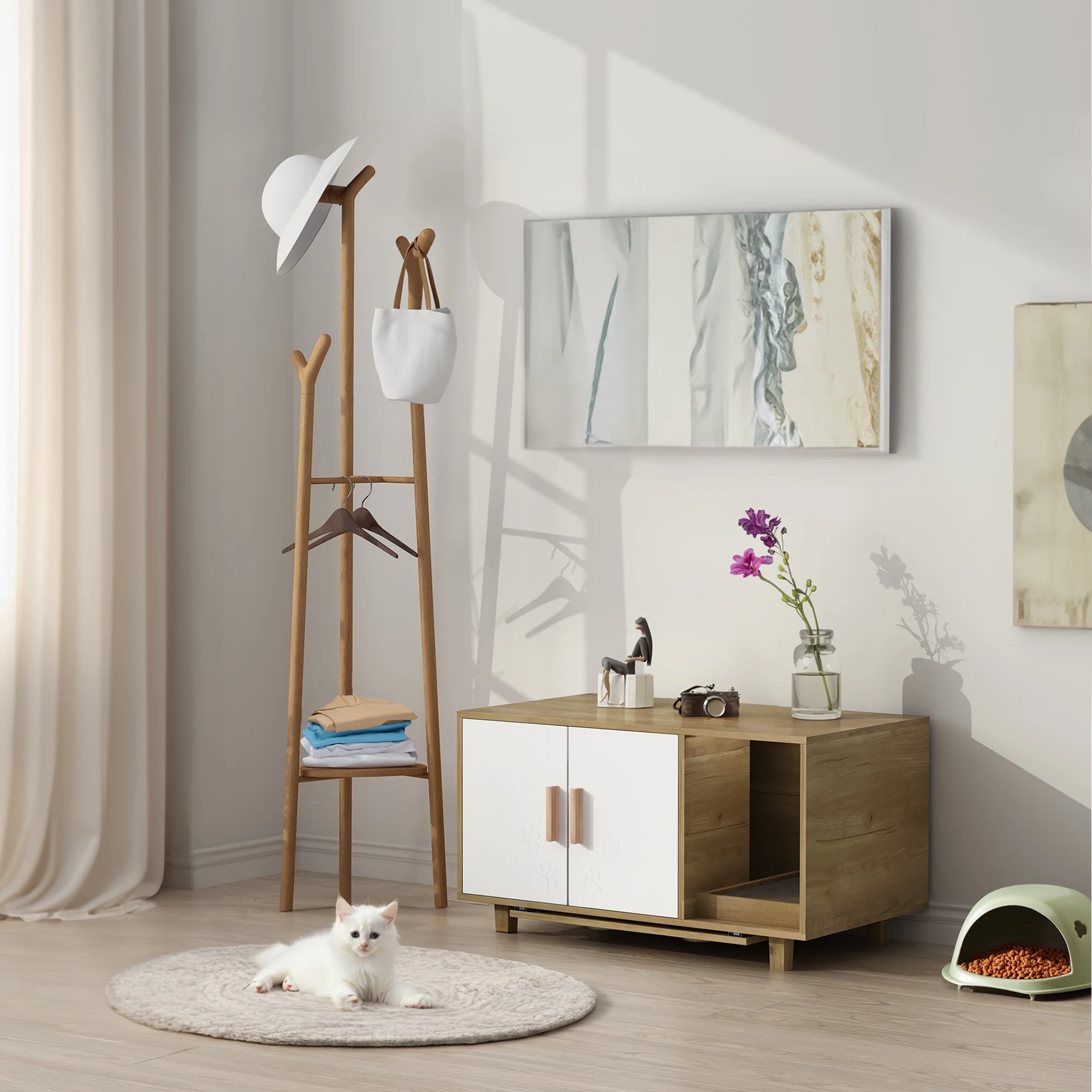 Cat Litter Box Enclosure with Storage - Modern Cat Furniture