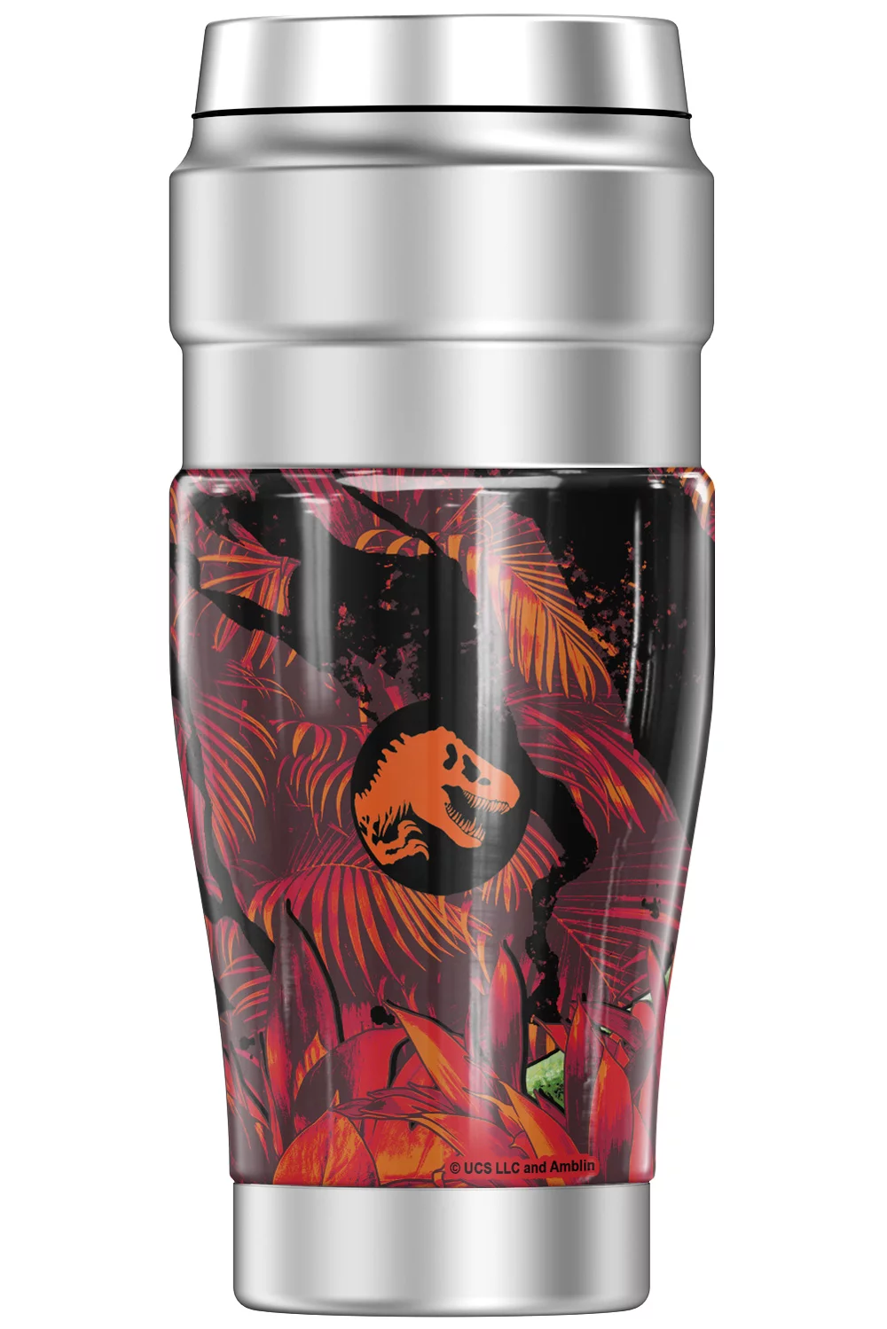 Jurassic World Neon Jungle Triceratops THERMOS STAINLESS KING Stainless Steel Travel Tumbler, Vacuum insulated & Double Wall, 16oz