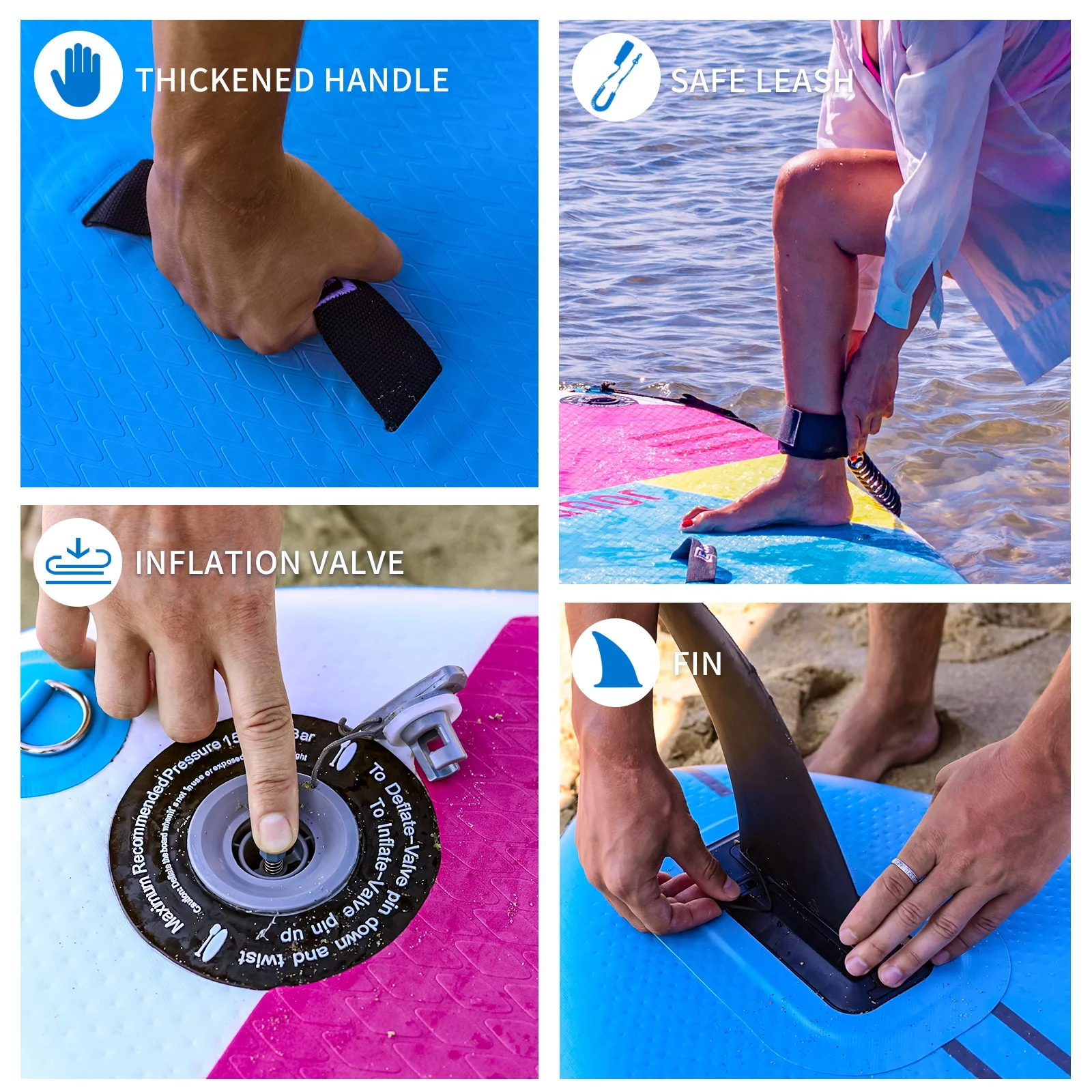 Inflatable Stand Up Paddle Board(6In Thick)with Premium SUP Accessories & Backpack, Wide Stance, Bottom Fin for Paddling, Paddle, Leash, Surf Control, Non-Slip Deck for Youth & Adult(Mint Green)