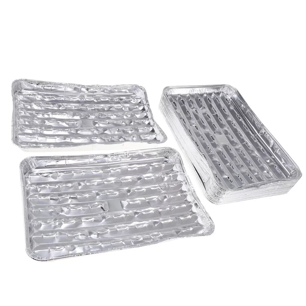 40pcs Aluminum Grilling Tray Rectangular BBQ Plate Disposable Cake Pan