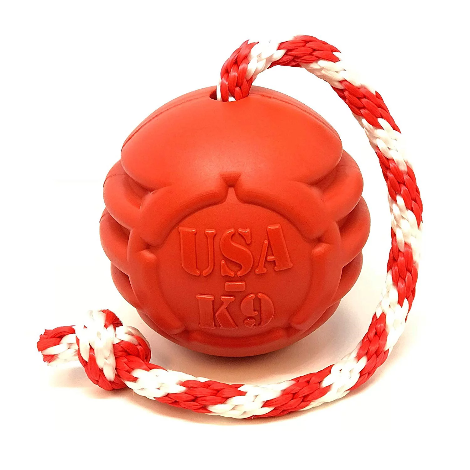 usa-k9 by sodapup dog toy - natural rubber stars and stripes dog reward ball - treat dispenser - slow feeder - training reward toy - power chewers - red - large product name