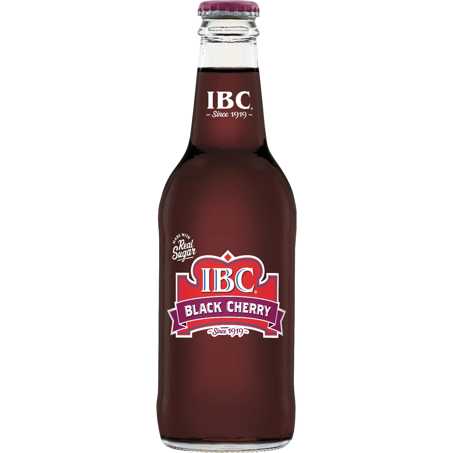 IBC Black Cherry Made with Sugar Soda, 12 fl oz, 4 Pack Glass Bottles