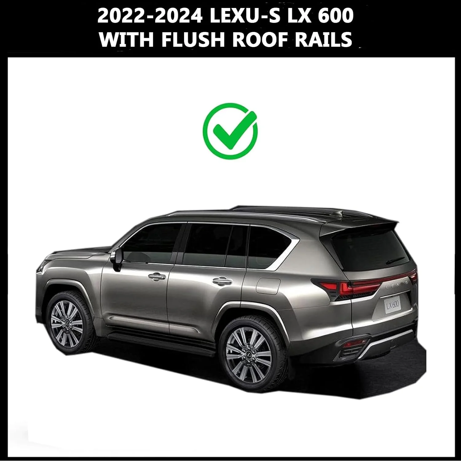ROKIOTOEX Coyote Roof Rack Crossbars Fits Lexu-s 2022 - 2024 LX600 LX 600 Flush Side Rails, Cross Bars for Rooftop Cargo Box, Bike Carrier Black LX22