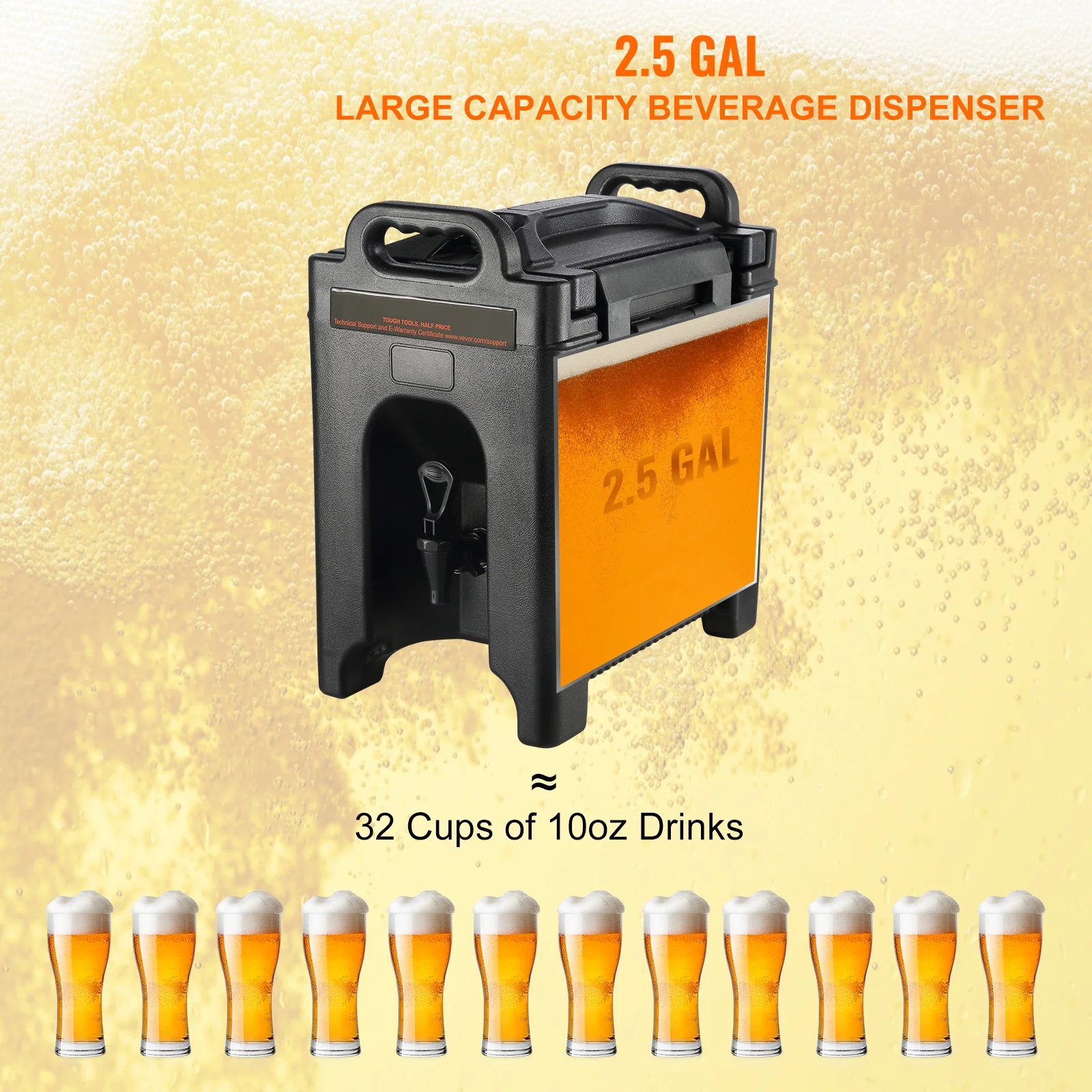 SKYSHALO Insulated Iced and Hot Beverage Server/Dispenser 2.5 Gallon Beverage Carrier Food-Grade LDPE Material