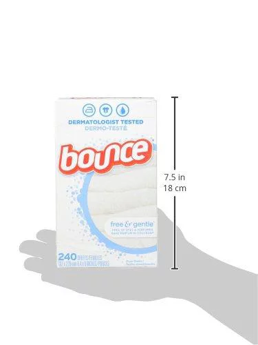 Bounce Fabric Softener Sheets, Free and Gentle, 240 Count, 1 Pack, White