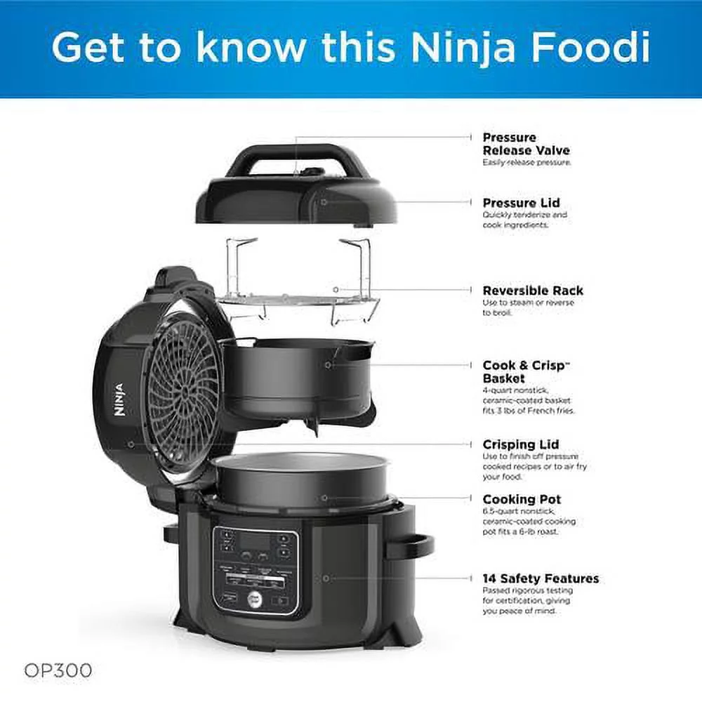Restored Ninja Foodi TenderCrisp 8-in-1 6.5-Quart Pressure Cooker (Refurbished)